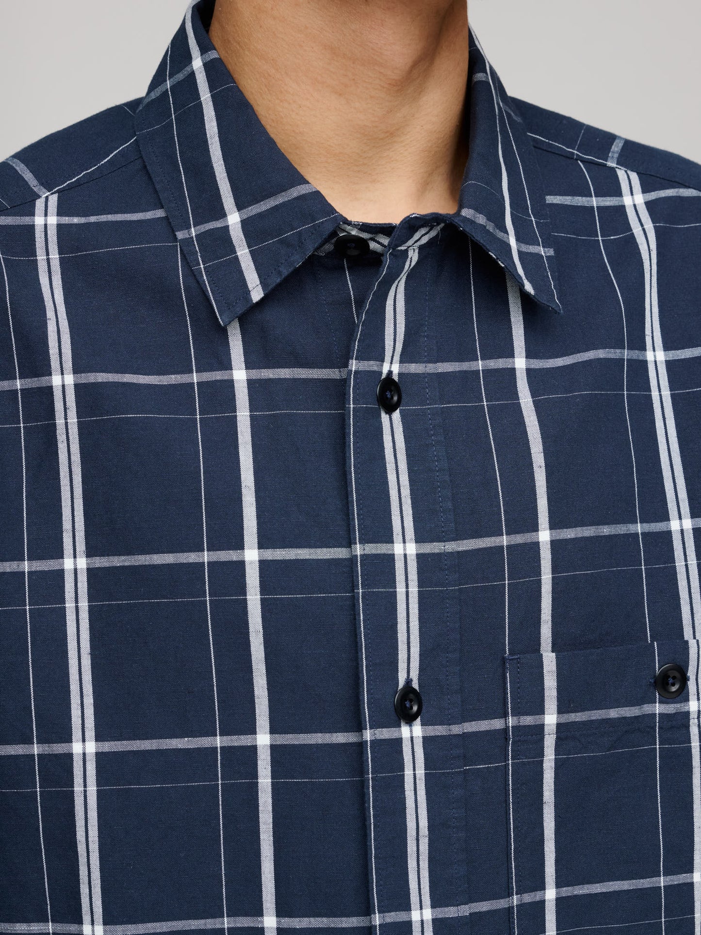 Overall Shirt Graphic Grid Check, Slate Blue & Off White