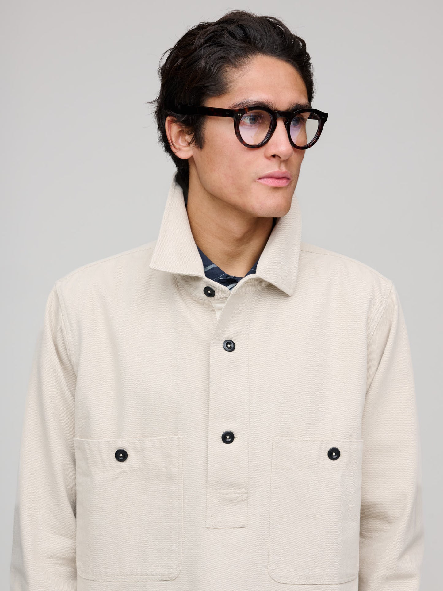 Overhead Shirt Cotton Wool Drill, Bone