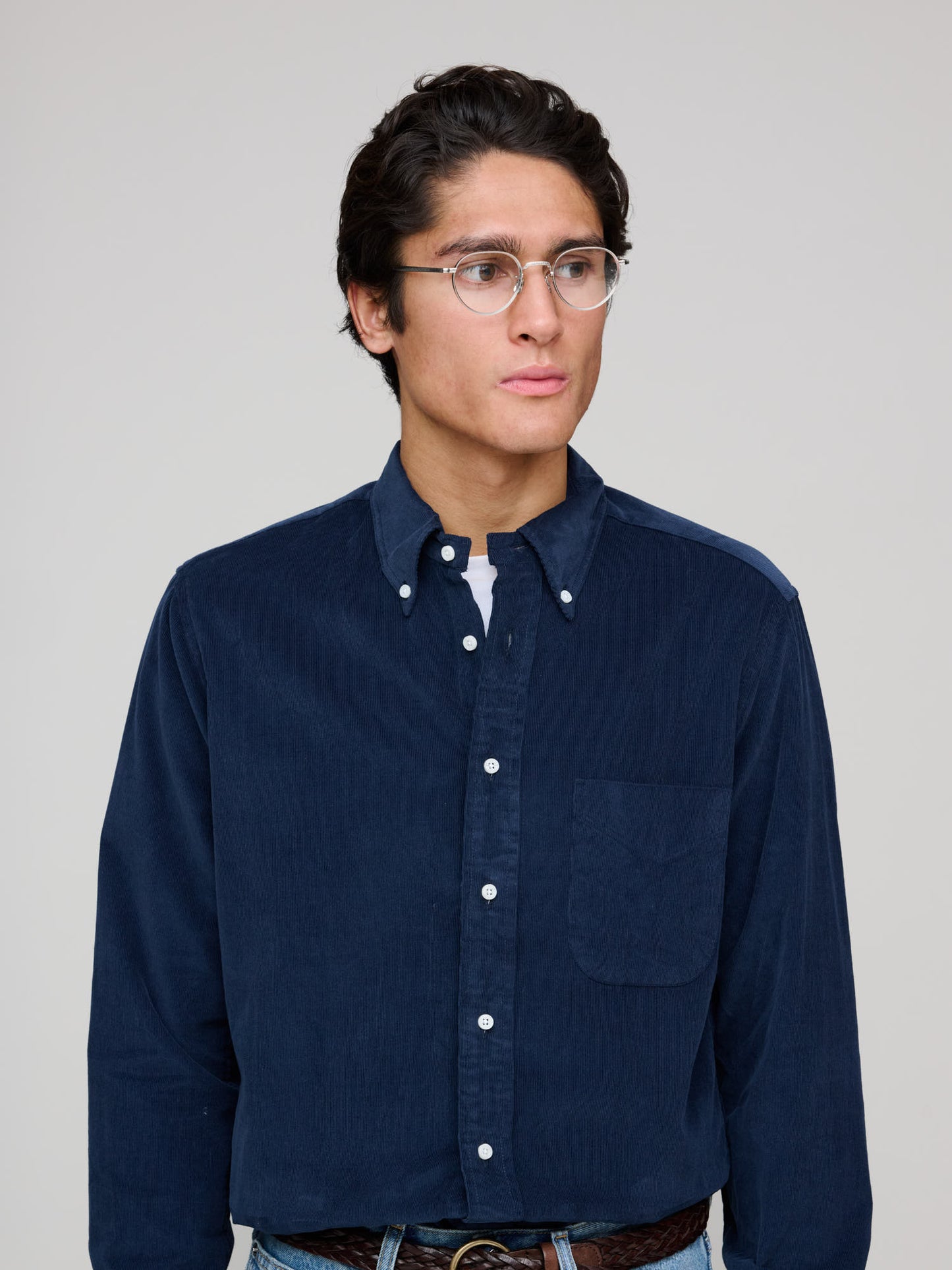 Fine Needle Corduroy Shirt, Navy