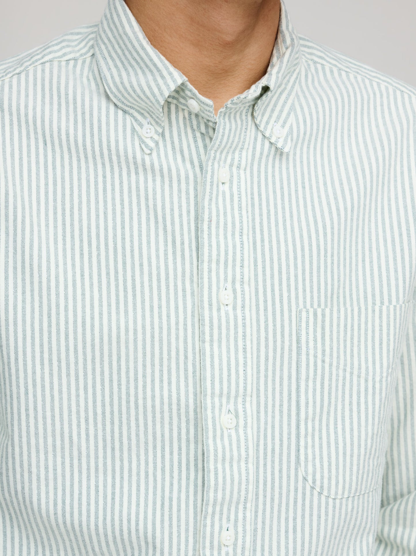 Brushed Fall Oxford Shirt, Green Stripe