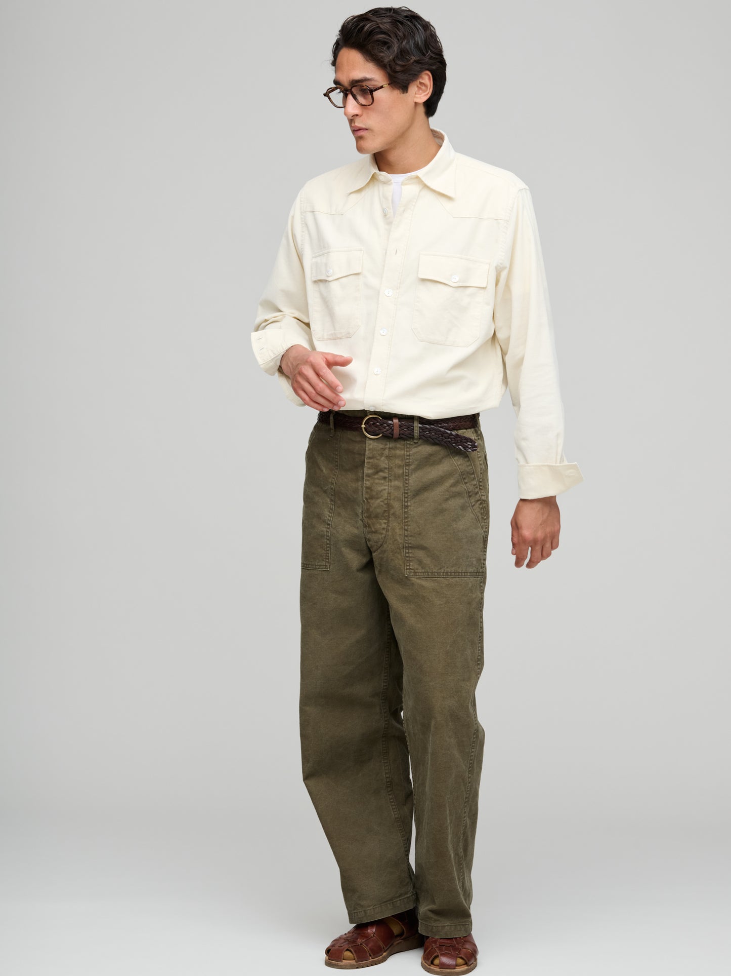 Needlecord Western Shirt, Ecru