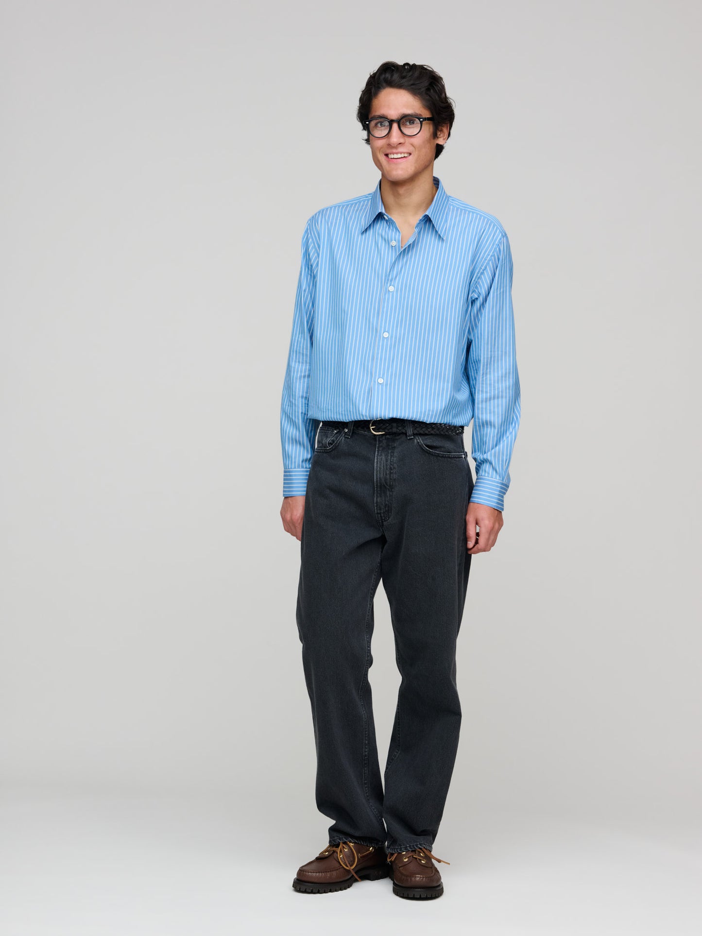 Cotton Silk Stripe Shirt, Blue Stripe