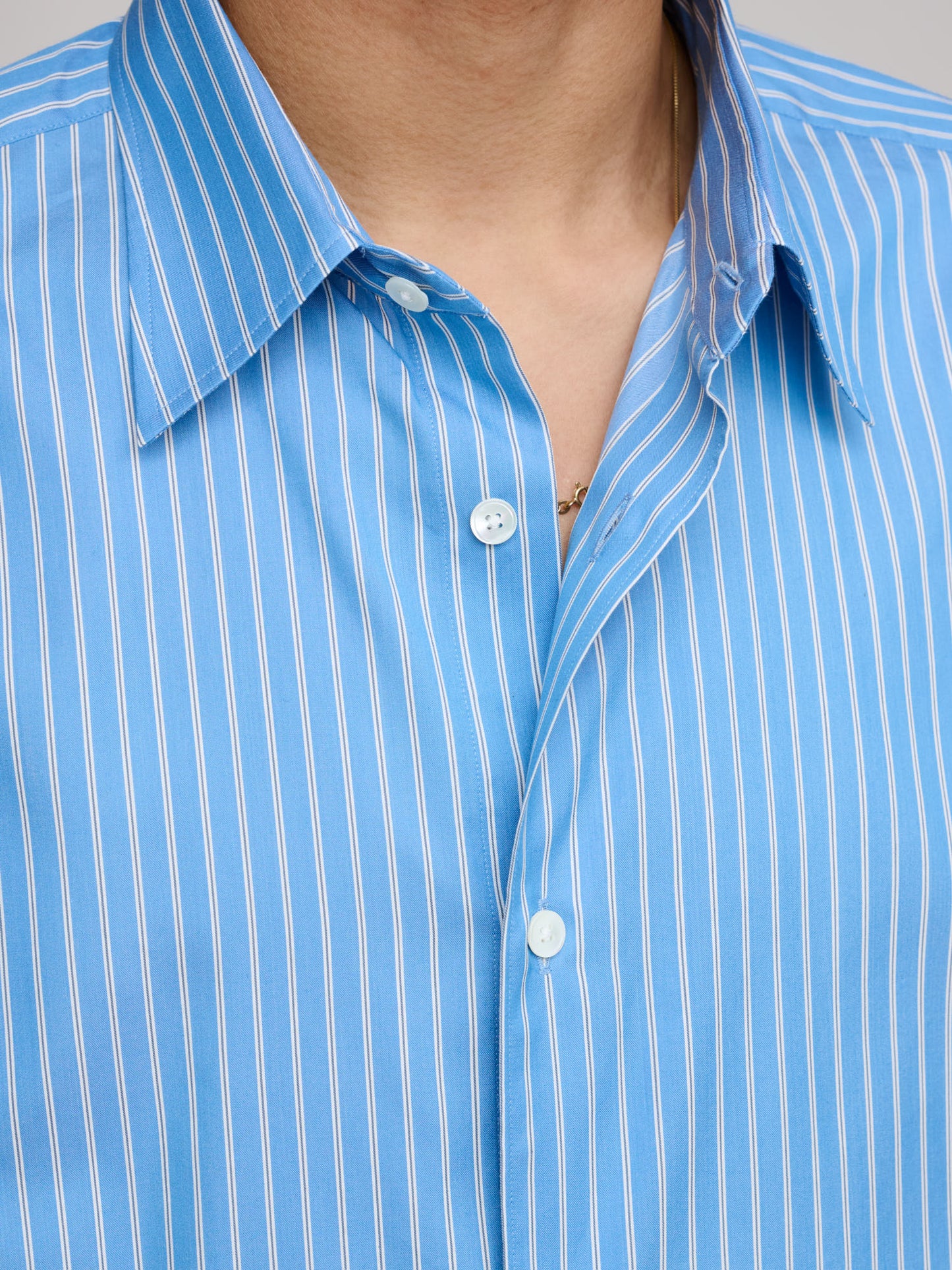 Cotton Silk Stripe Shirt, Blue Stripe