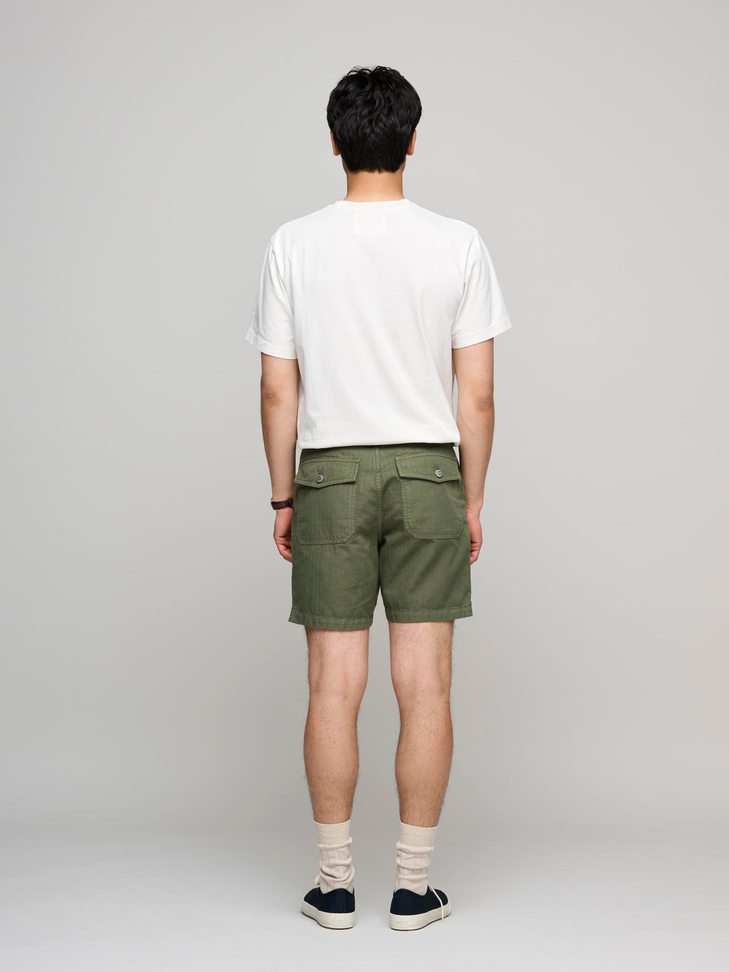 Herringbone Fatigue Shorts, Olive