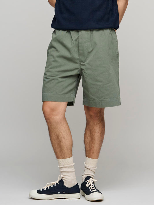 Pull Up Shorts Cotton Hemp Twill, Uniform Green