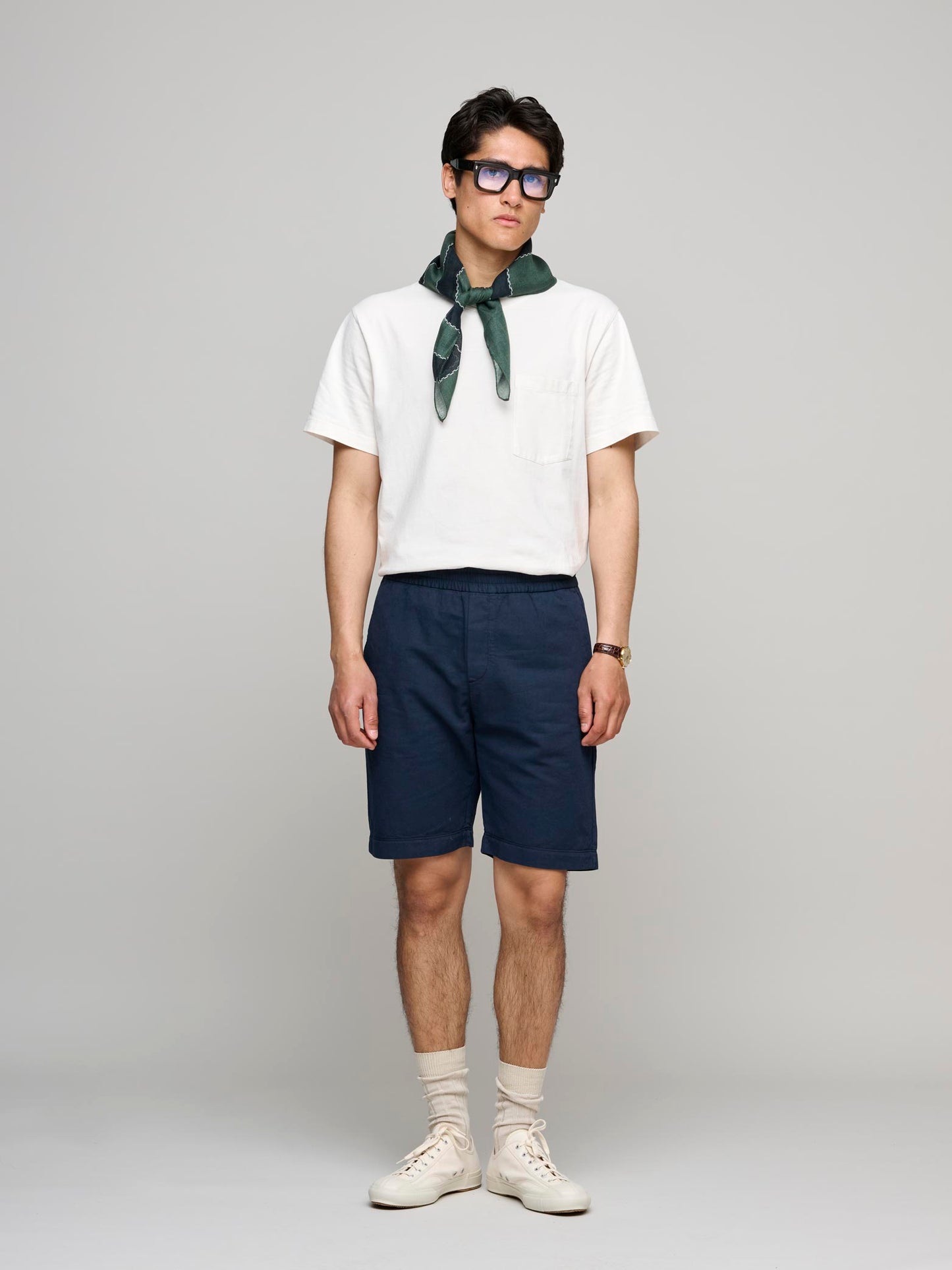 Cotton Linen Drawstring Shorts, Navy