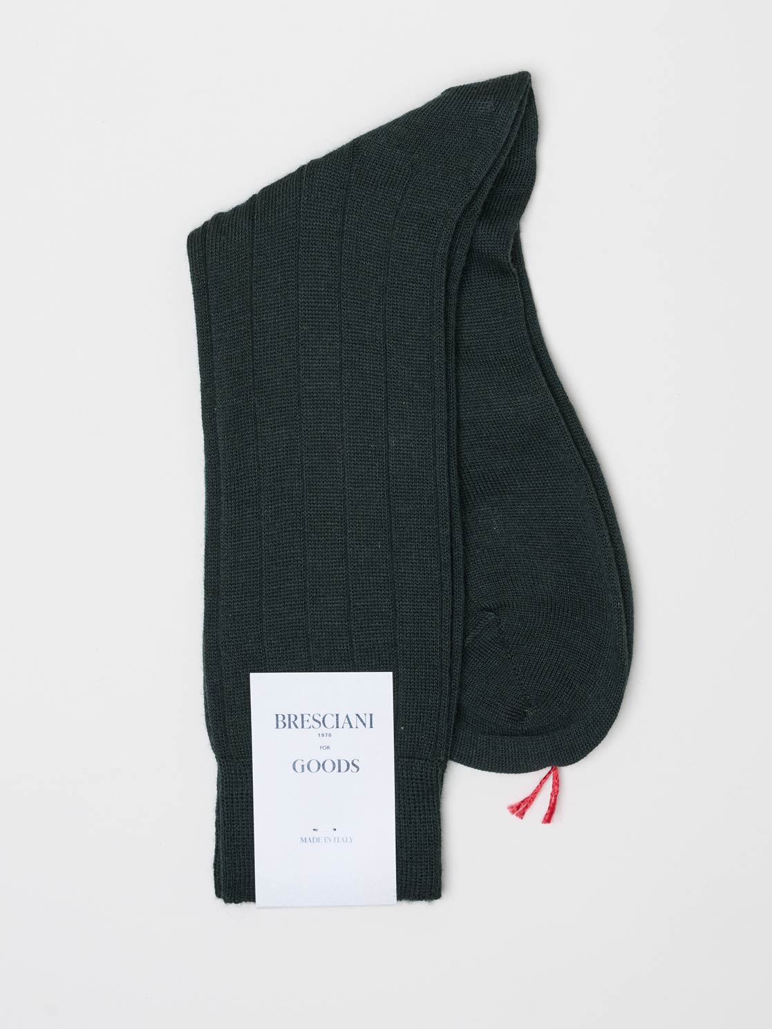 Fine Ribbed Wool Socks, Dark Green