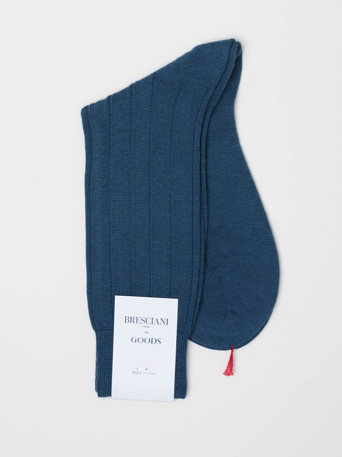 Fine Ribbed Wool Socks, Dark Petrol