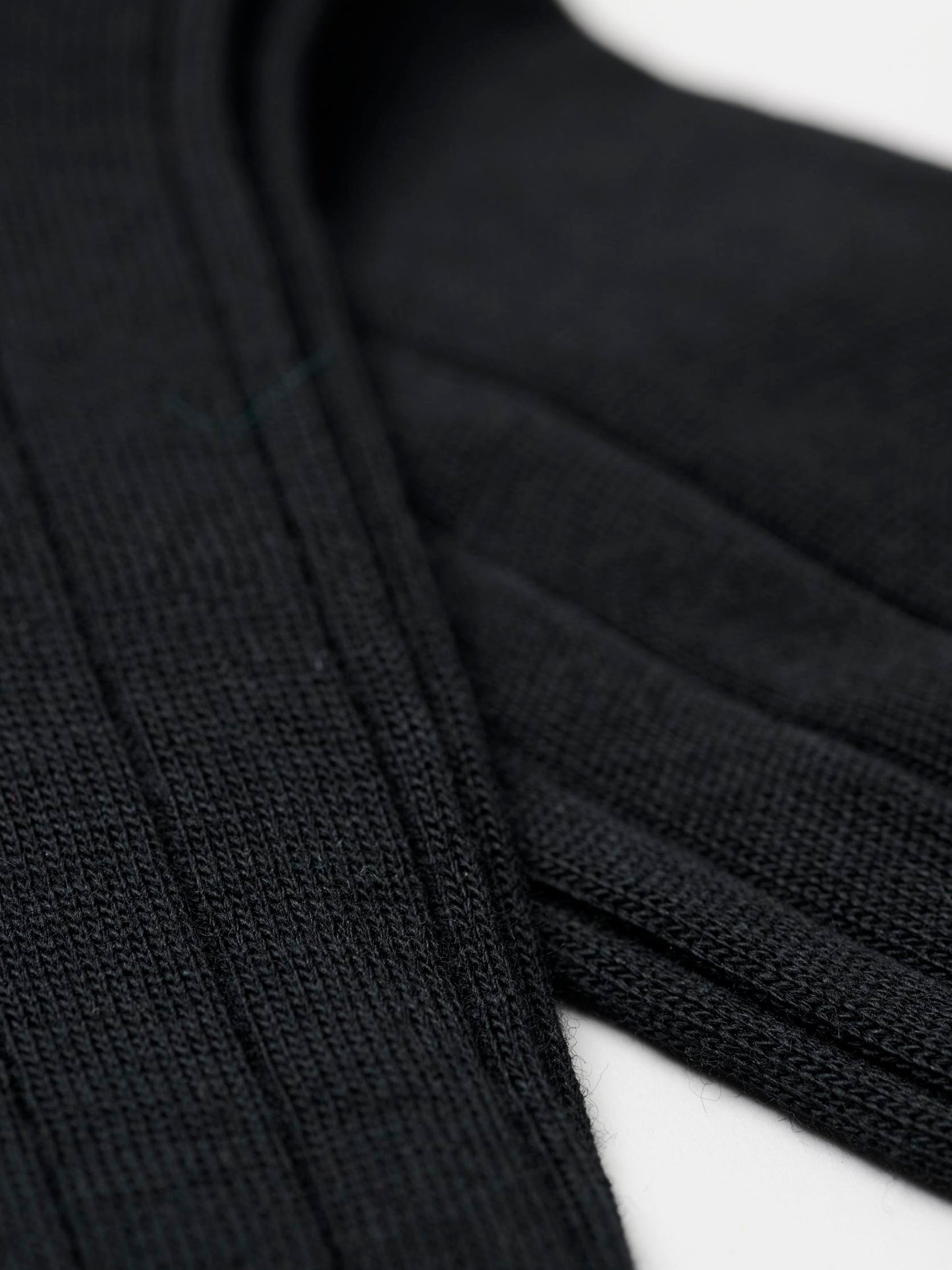 Fine Ribbed Wool Socks, Black