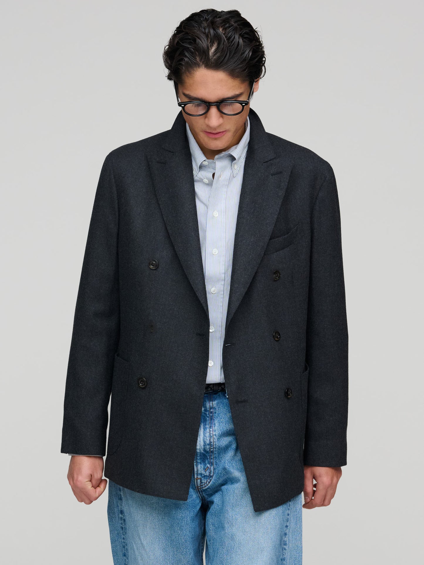 K. Jacket DB Wool Flannel, Charcoal
