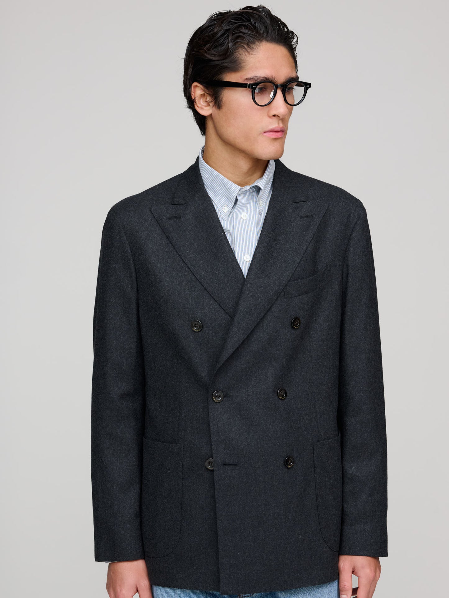 K. Jacket DB Wool Flannel, Charcoal