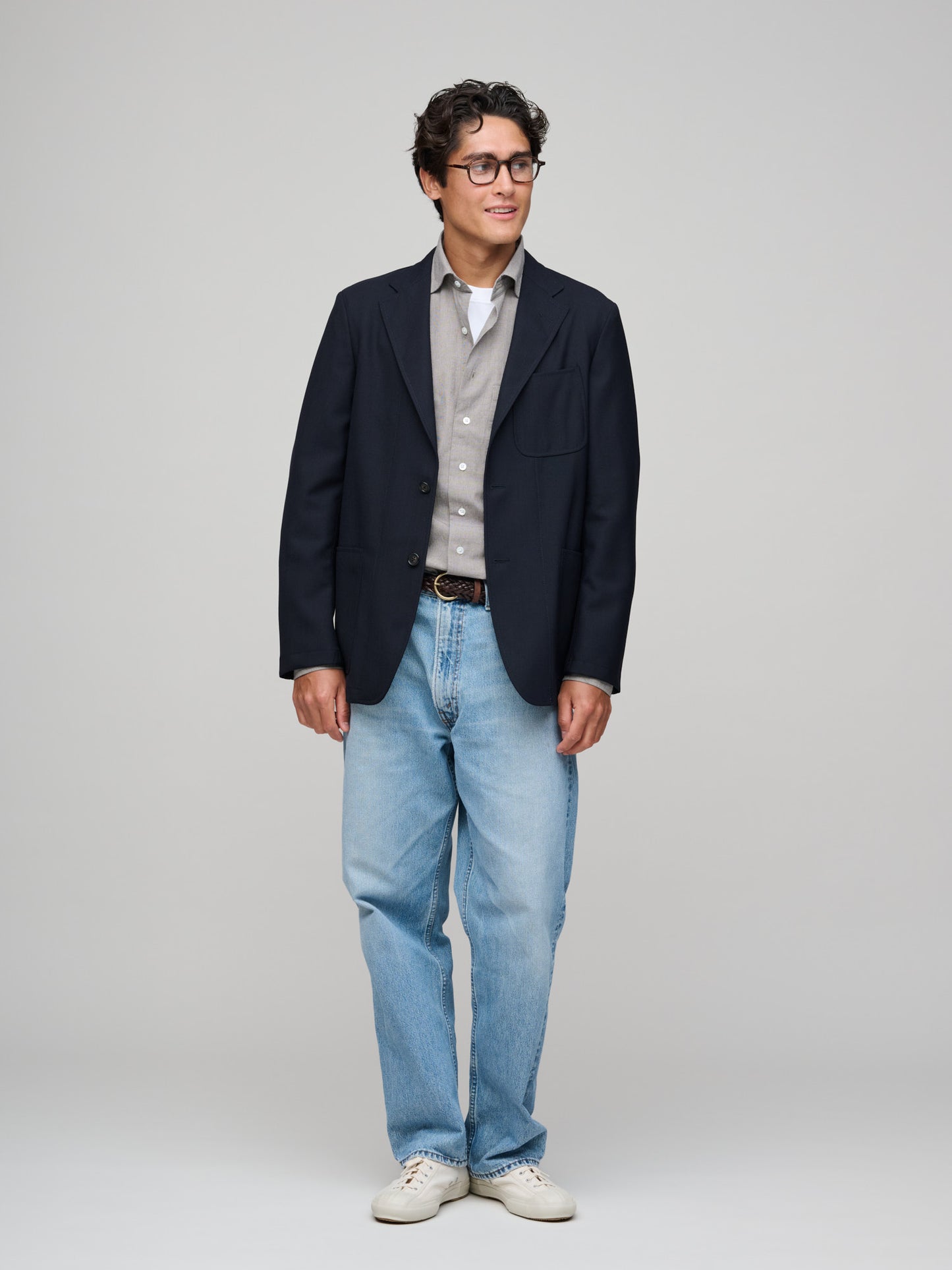 British Wool Hopsack Jacket, Navy