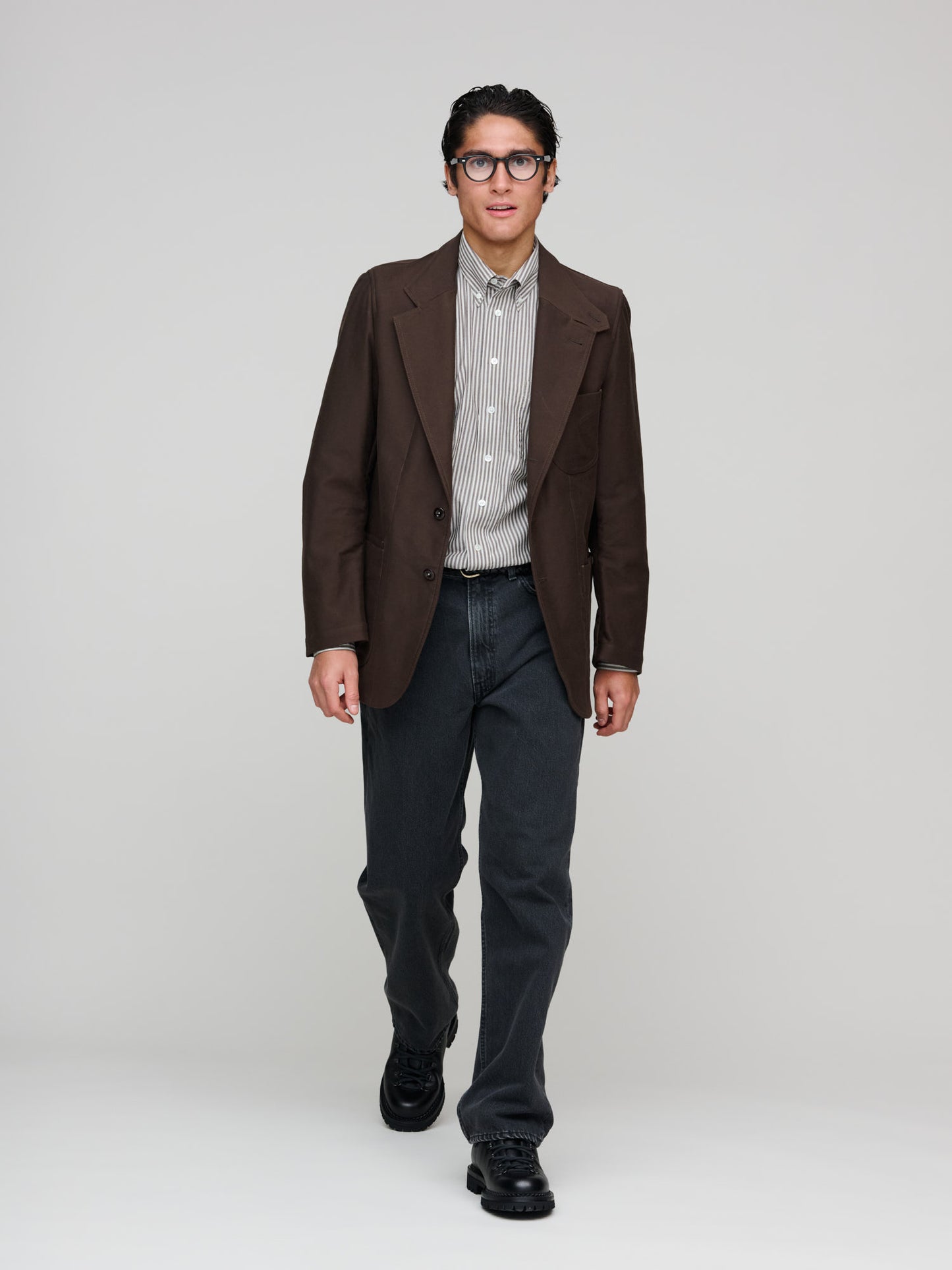 Satin Back Twill Western Games Blazer, Brown