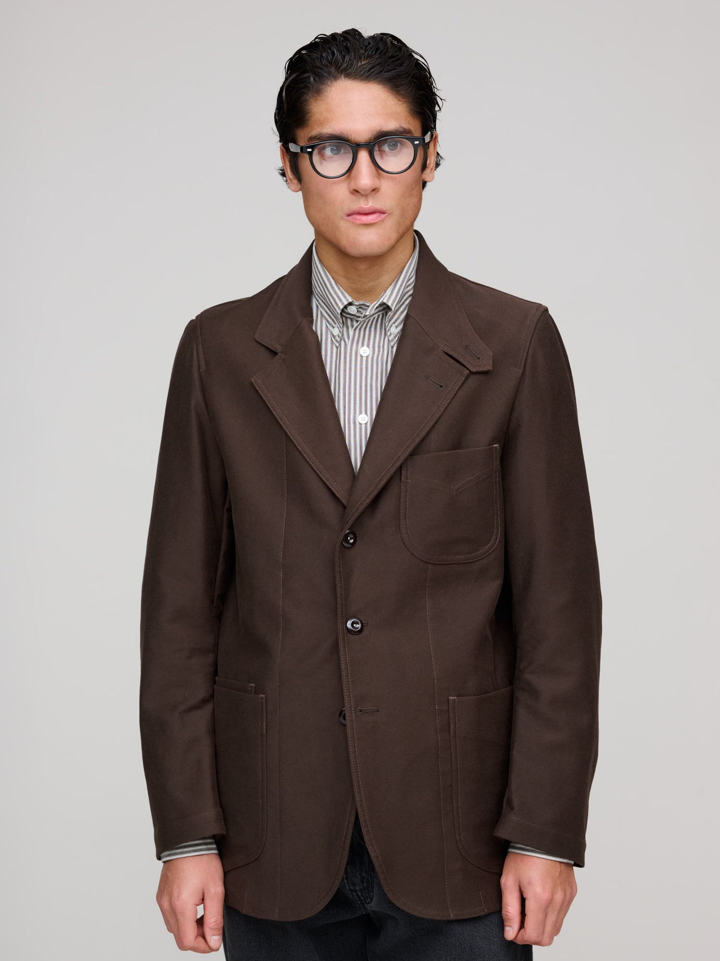 Satin Back Twill Western Games Blazer, Brown
