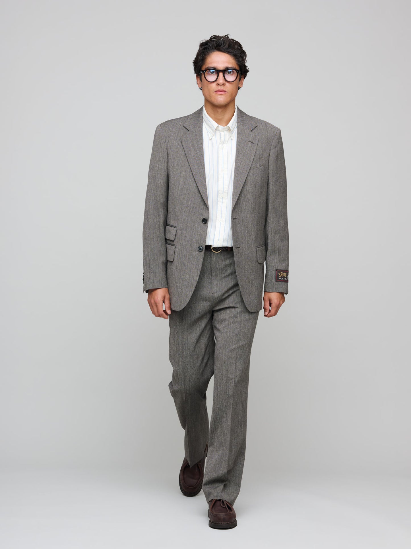 Herringbone Suit Pants, Deep Brown