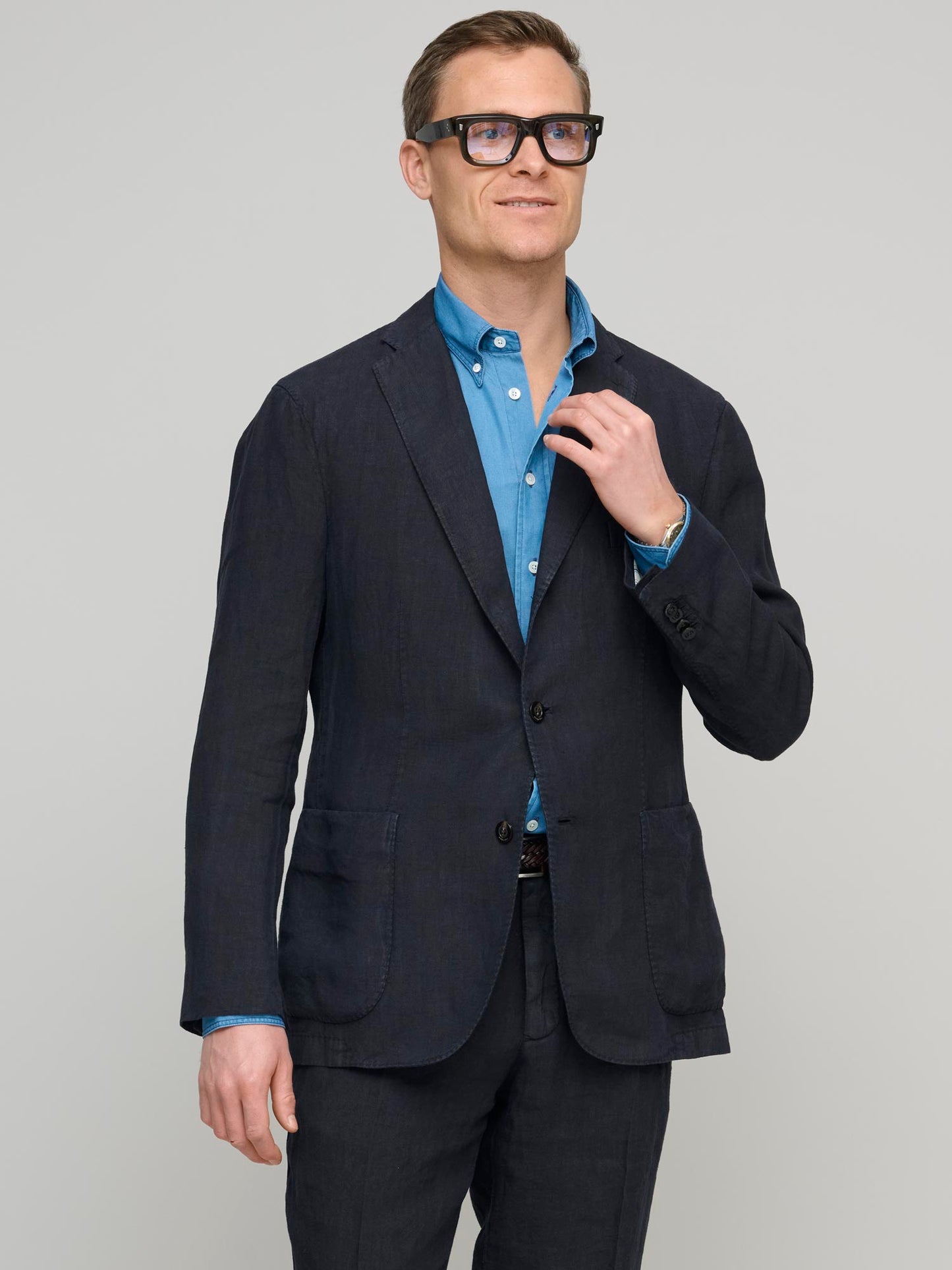 K Jacket Suit Linen, Dark Navy