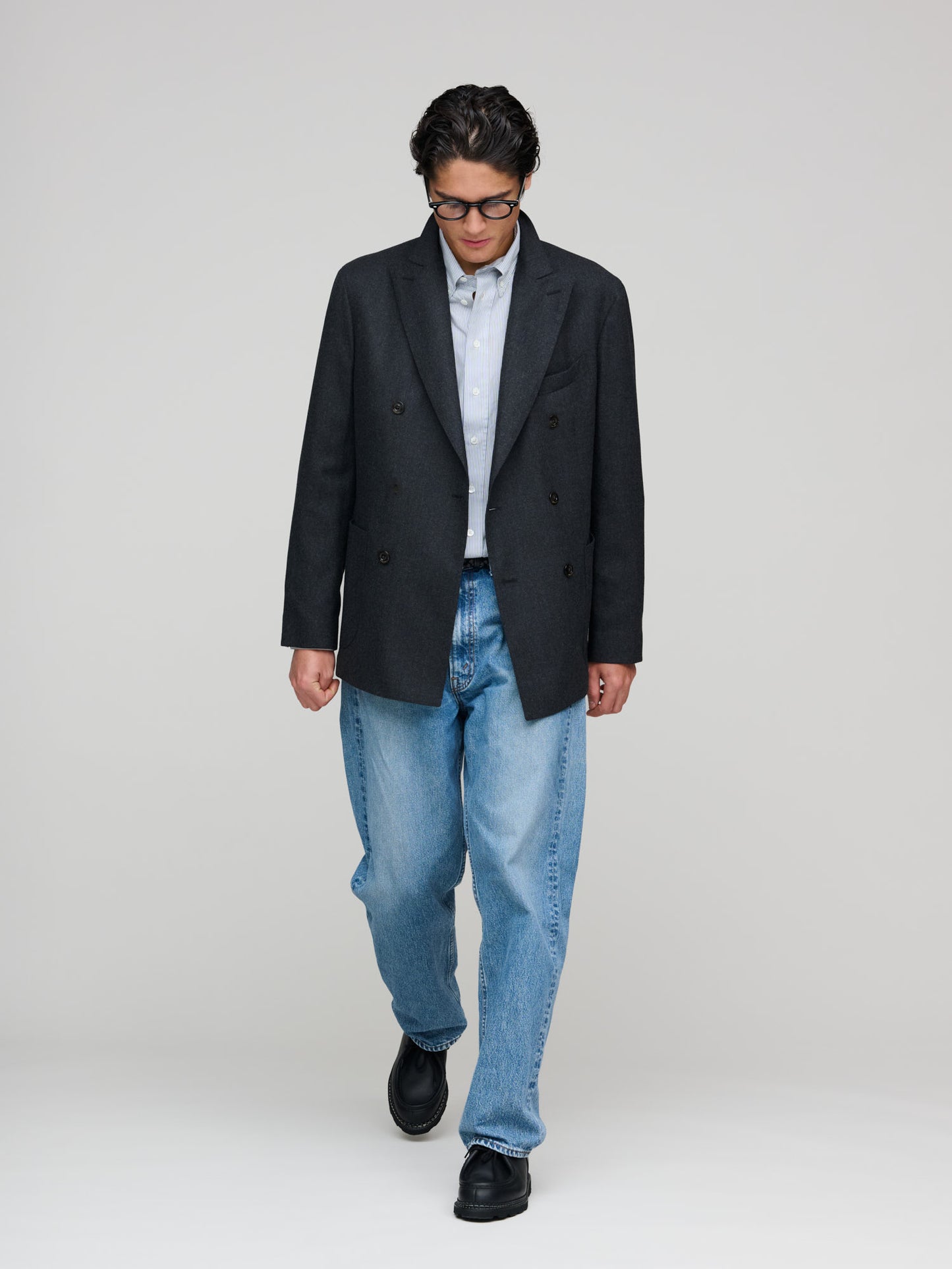 K. Jacket DB Wool Flannel, Charcoal