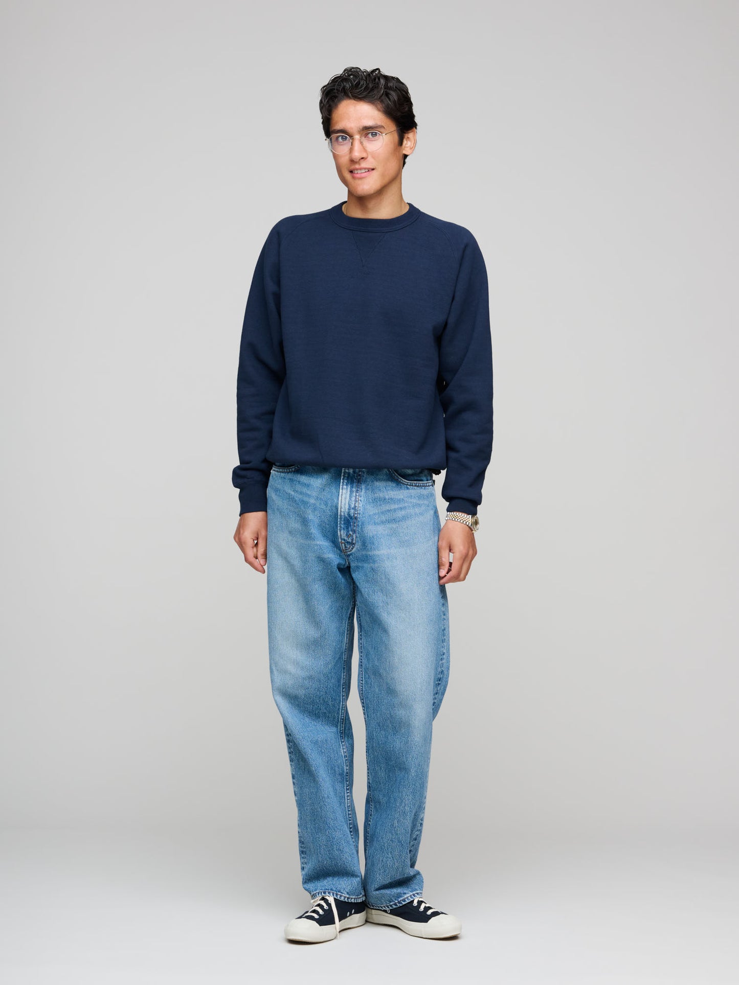 Puamana CN Sweatshirt Japanese Brushed Fleece, Dark Navy