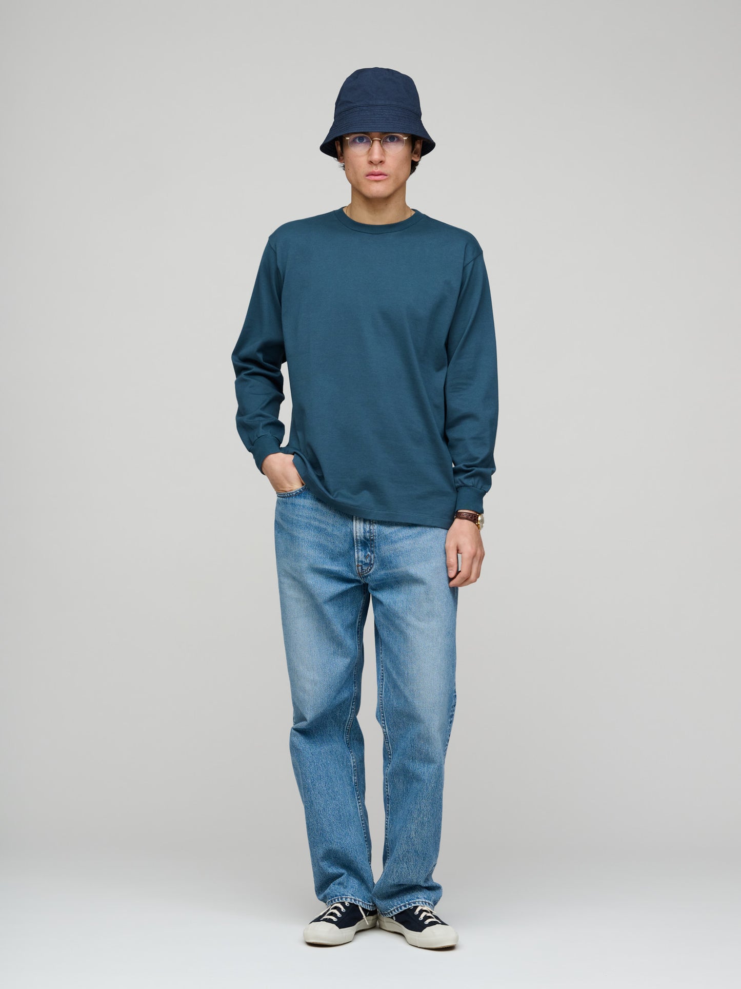 Luster Plaiting L/S Tee, Deep Blue