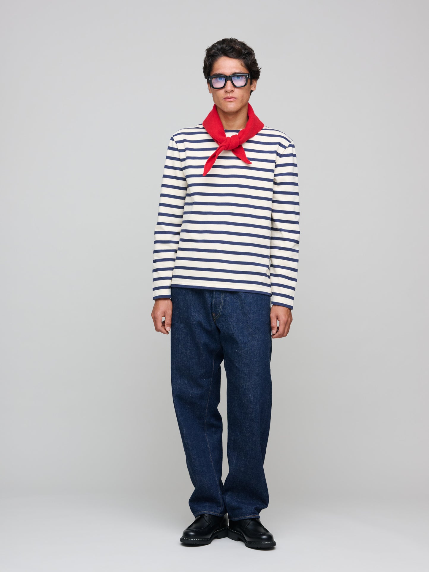 LS Striped Jersey, Ecru & Navy