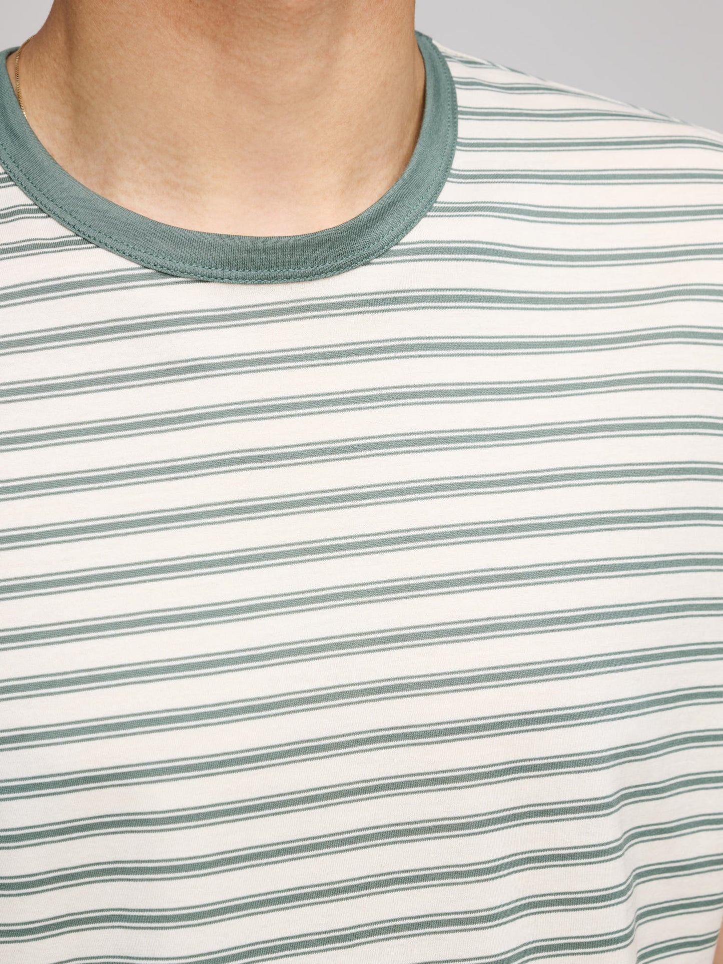 Classic Cotton T-shirt, Undyed & Dusk Green Vintage Stripe