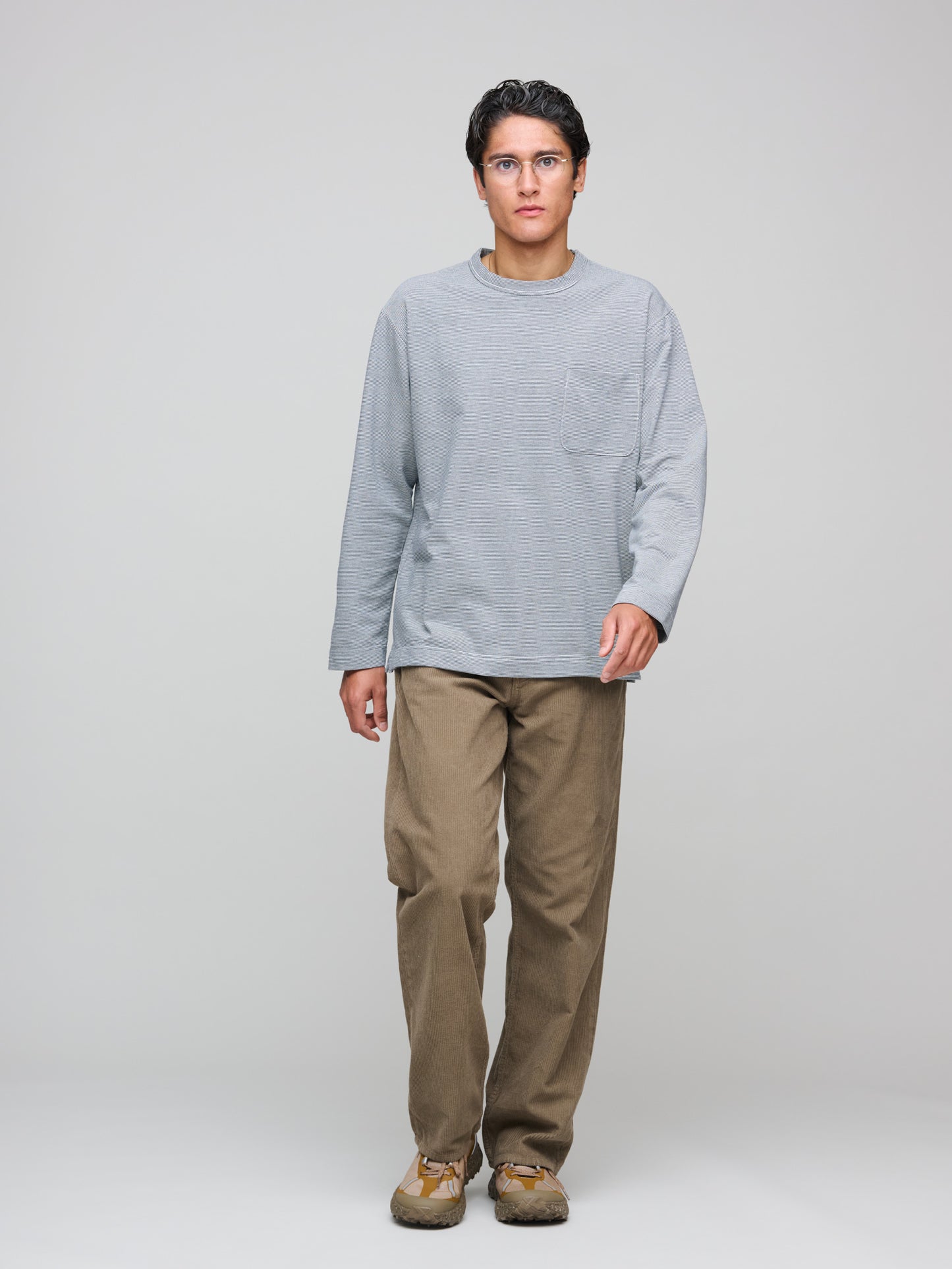 Micro Stripe Pocket LS Tee, Navy/White