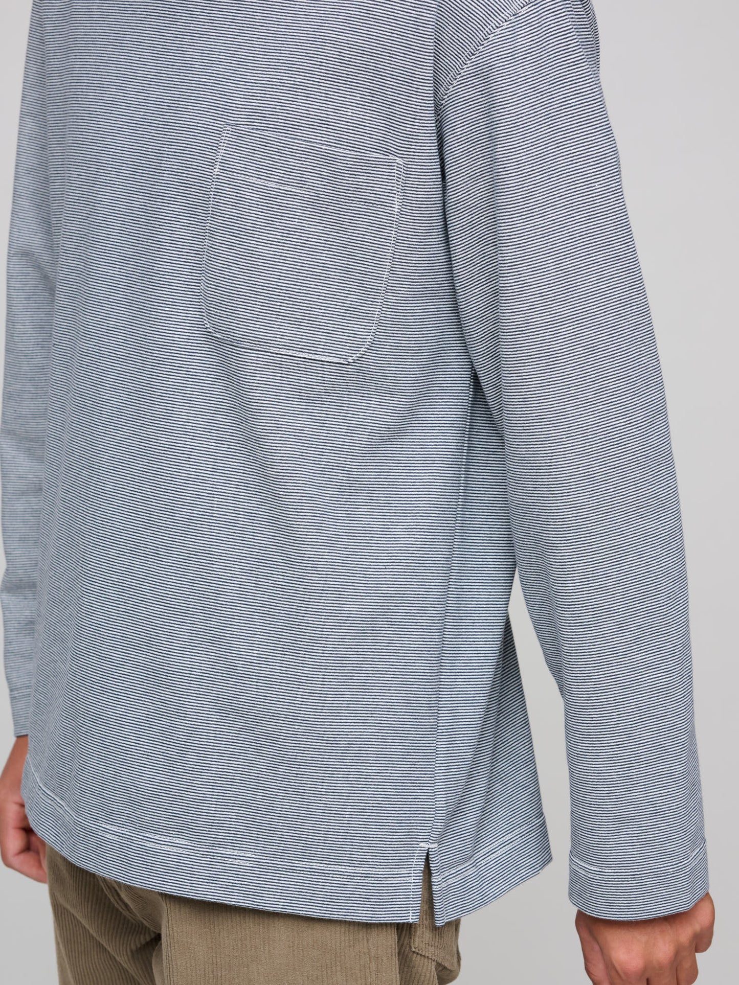 Micro Stripe Pocket LS Tee, Navy/White