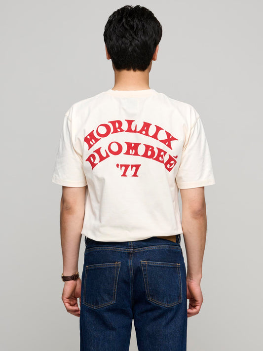 Morlaix Plombeé '77 Graphic Cotton Hiking T-Shirt, Antique White