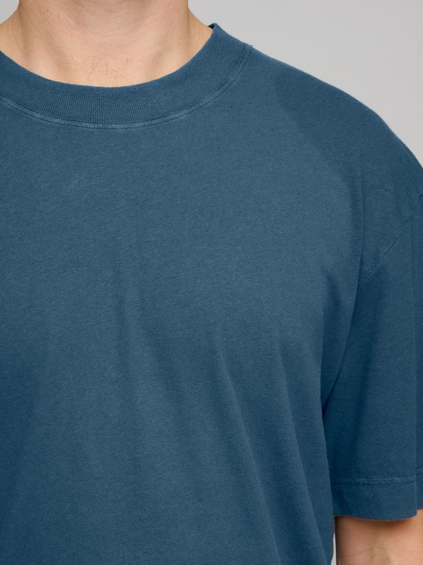 Simple T Shirt Cotton Linen Jersey, Mineral Blue