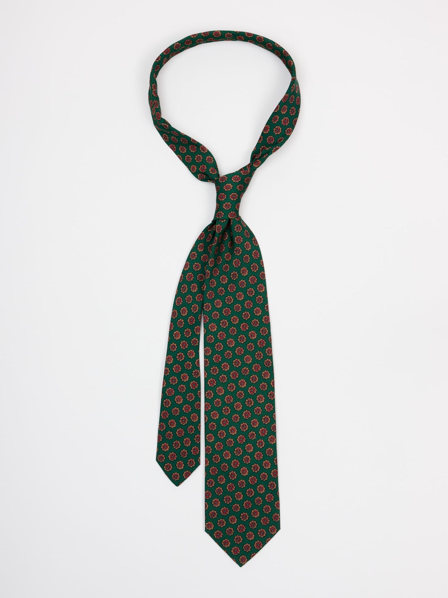 Mini Florals Wool Silk Tie, Green