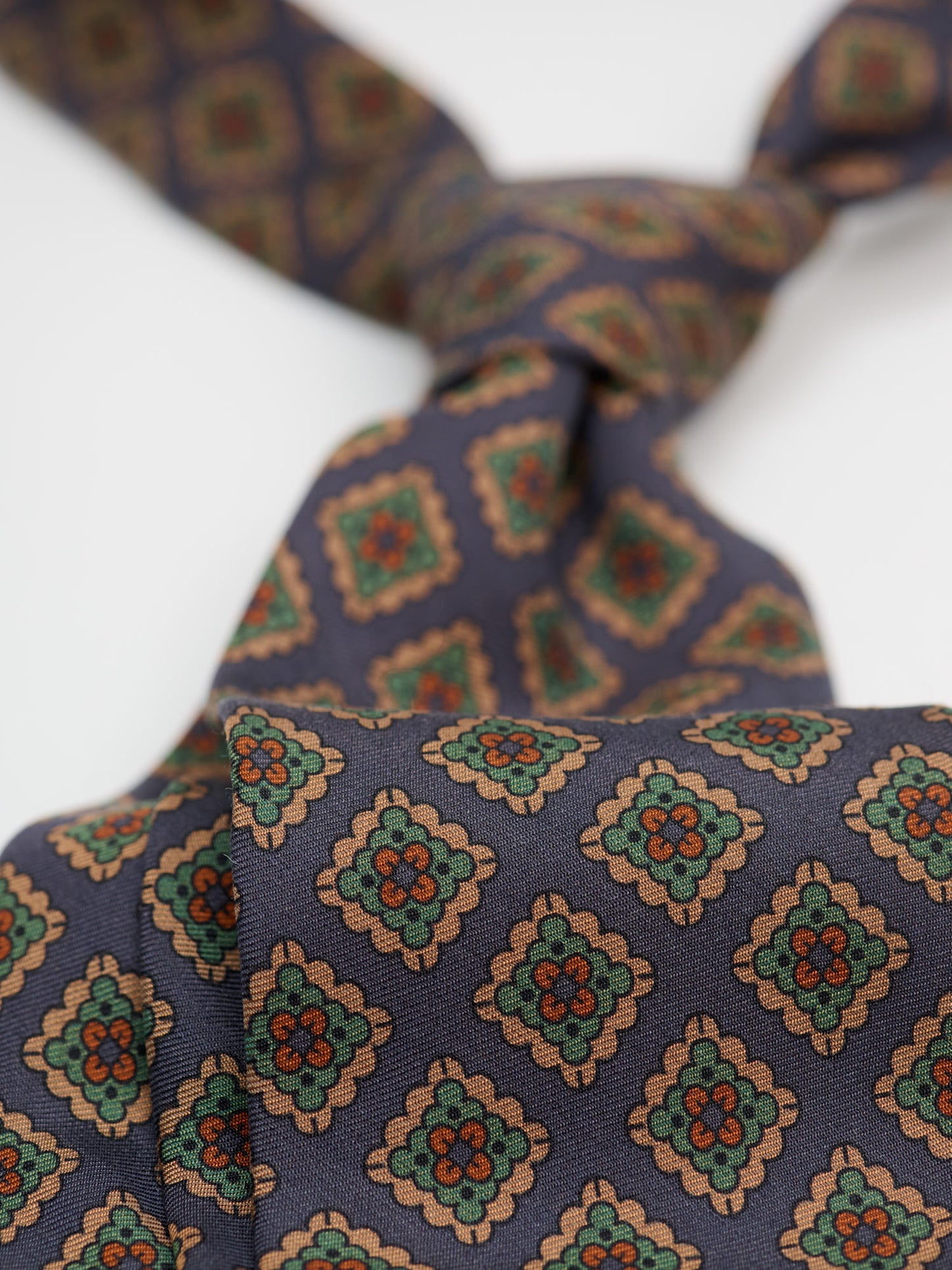 Flower Stamps Wool Silk Tie, Blue