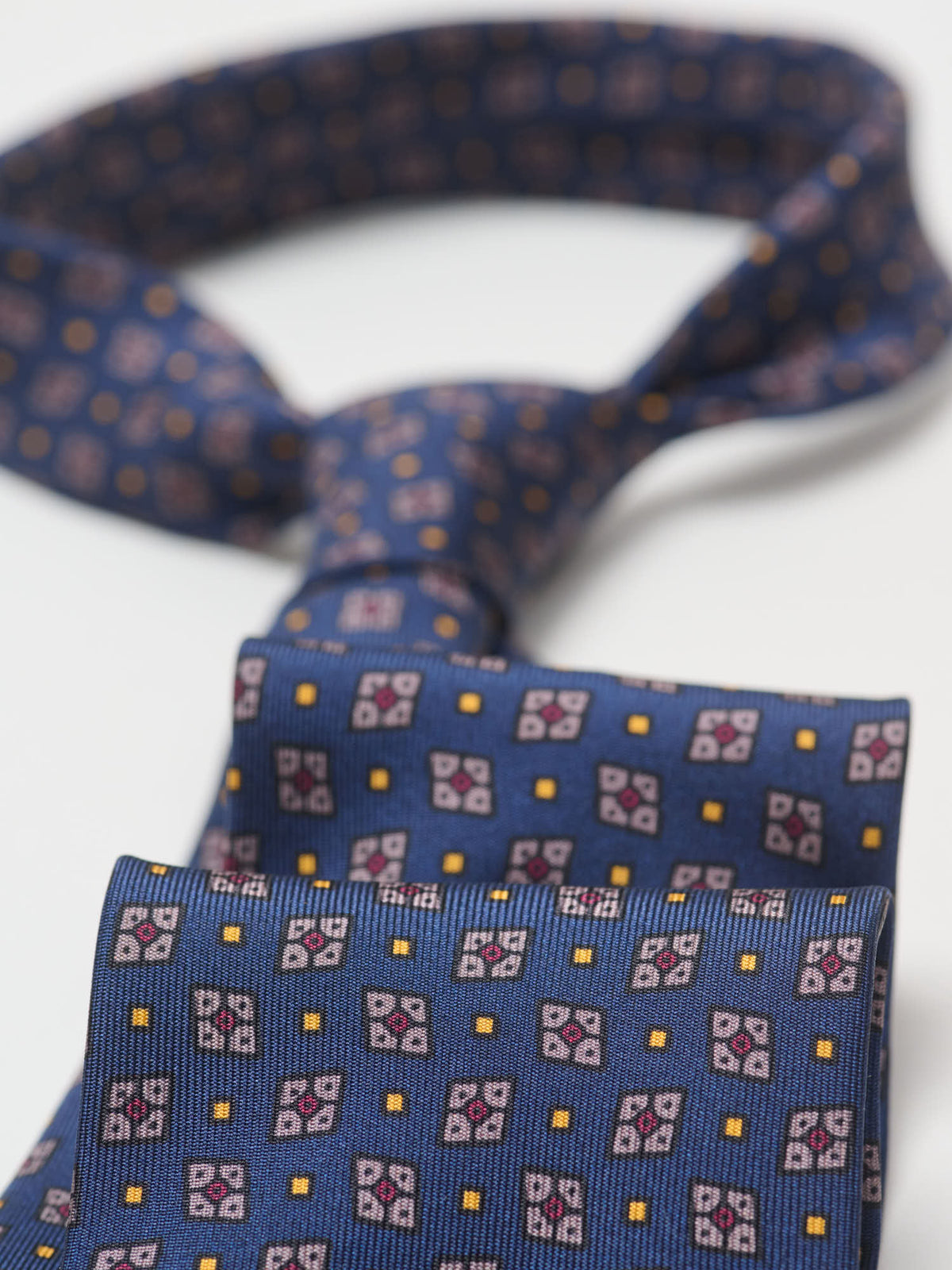 Mini Diamond Dot Pattern Silk Tie, Blue/Red/Yellow