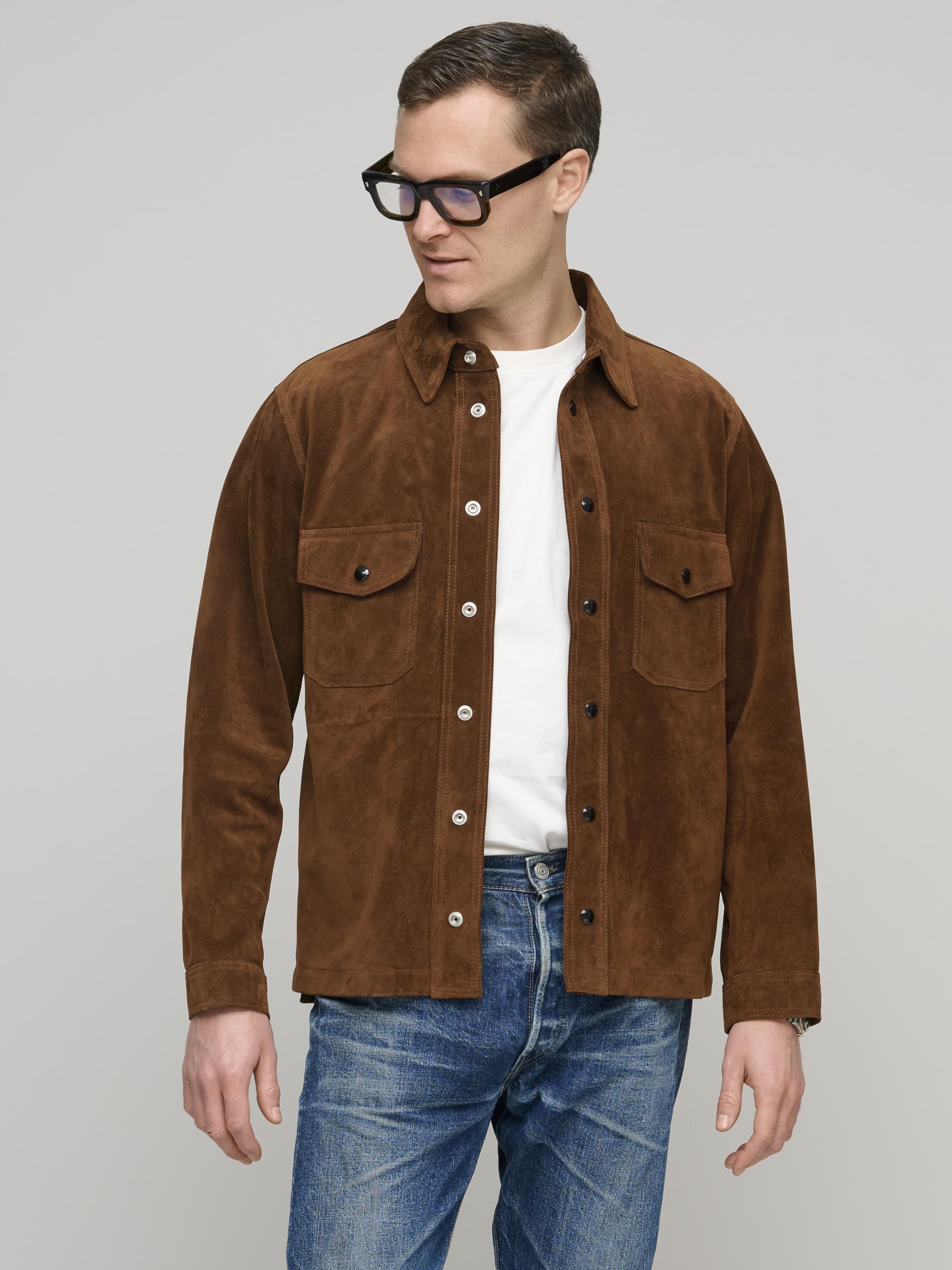 Roughout Suede Overshirt Dark Brown Goods