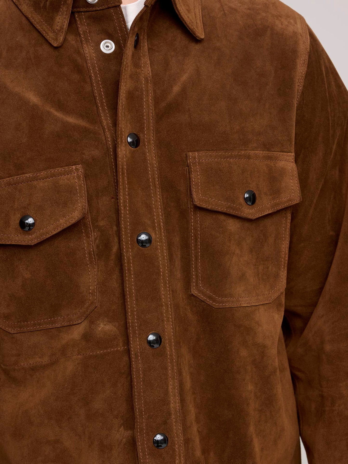 Roughout Suede Overshirt, Dark Brown