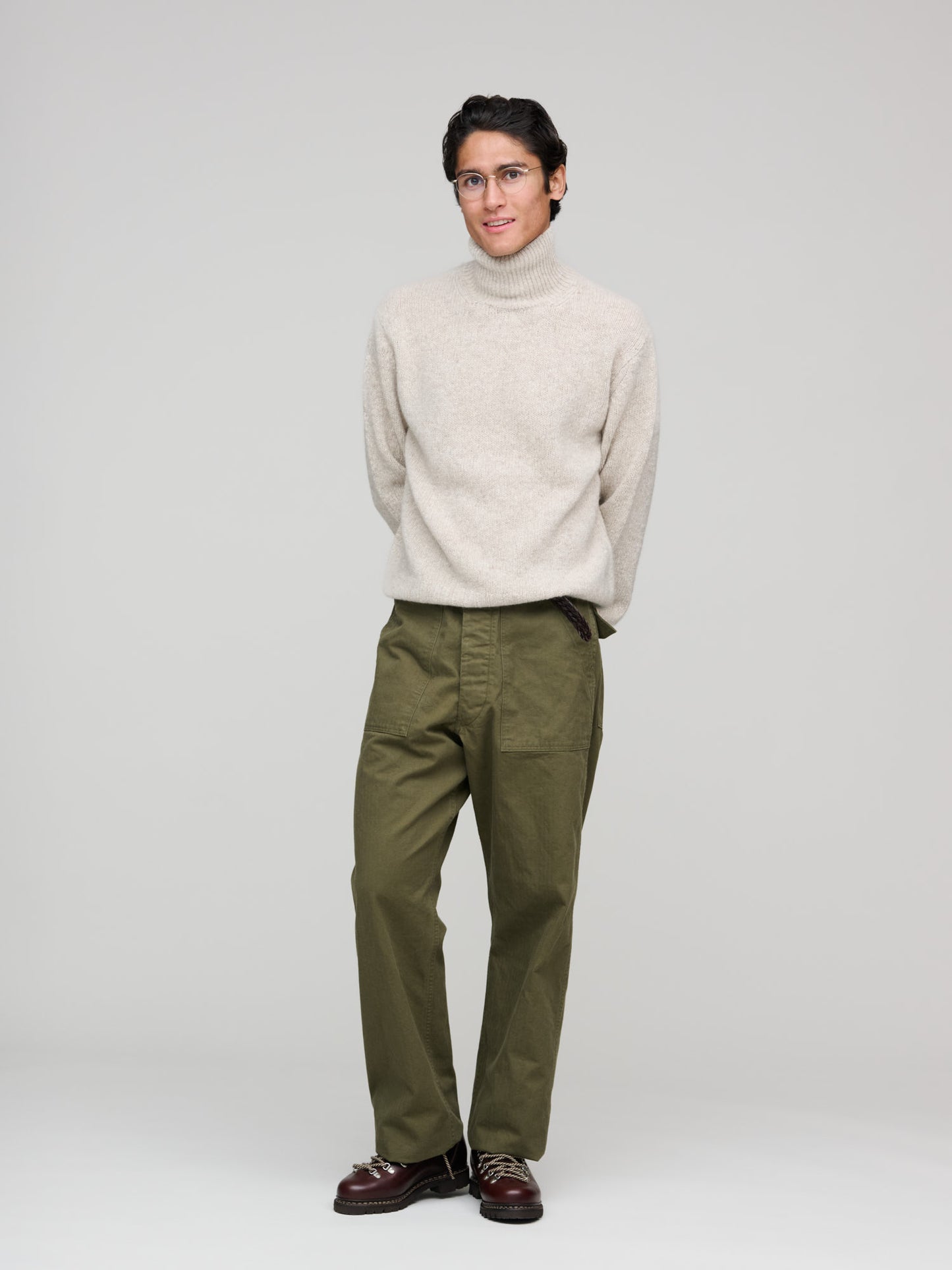 Herringbone Vintage Fit Fatigue Pants, Dark Green