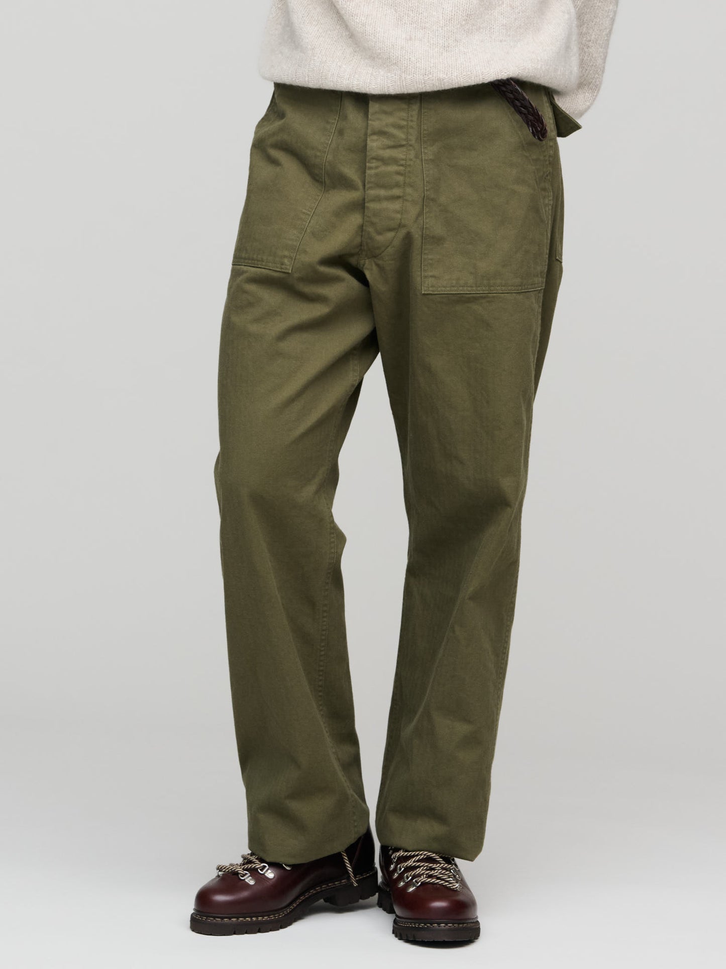 Herringbone Vintage Fit Fatigue Pants, Dark Green