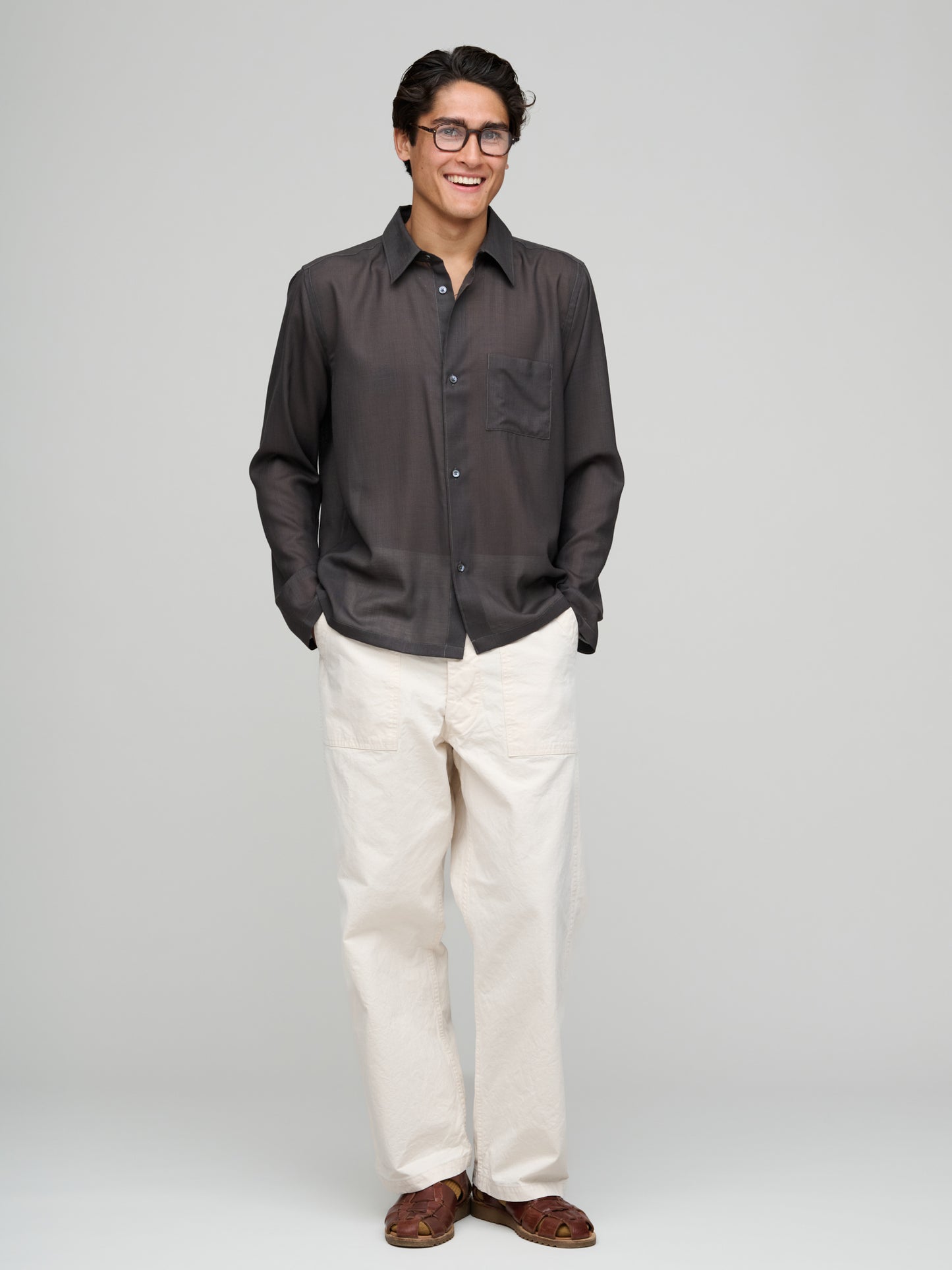 Cordial Shirt 120s Merino, Peat