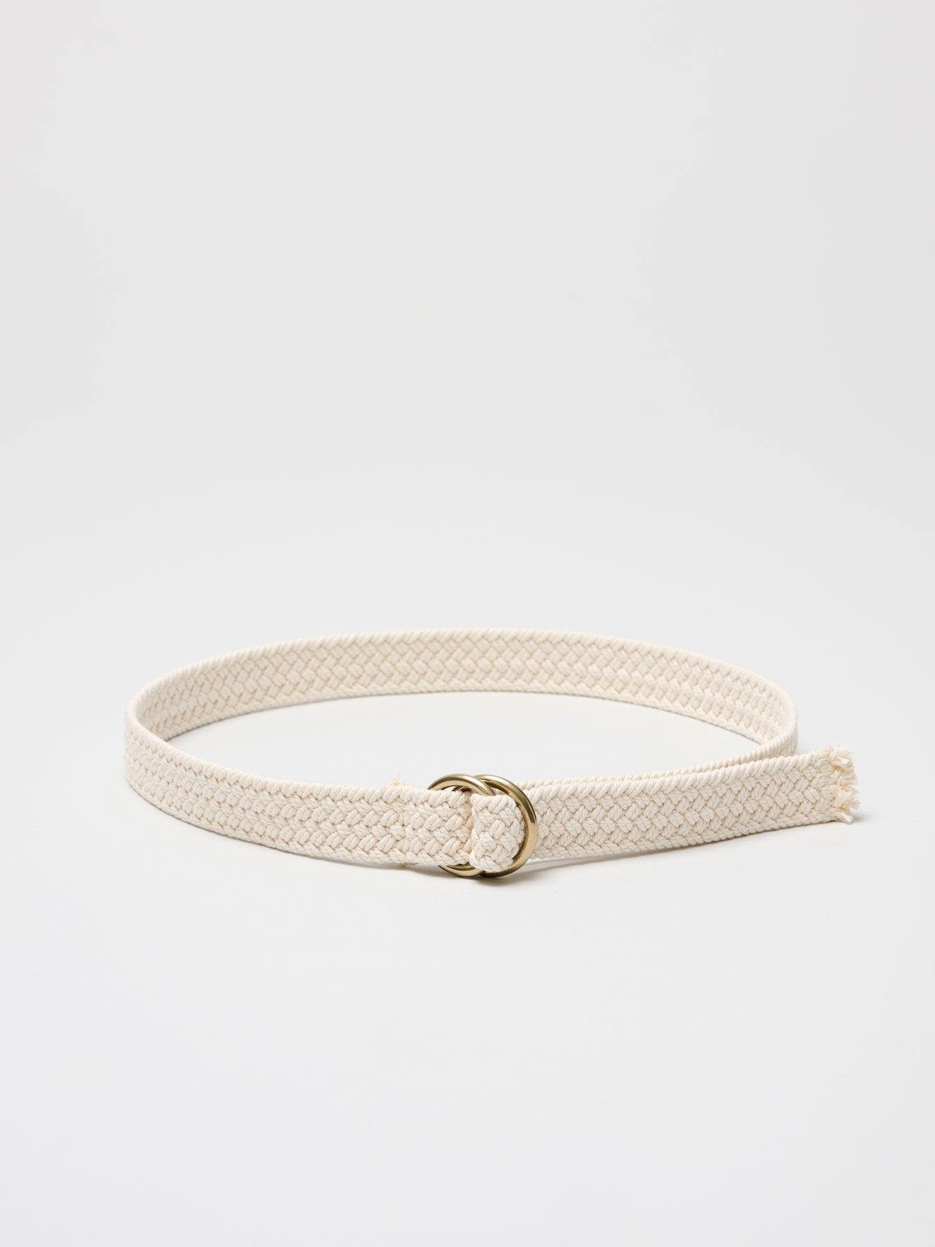 Braided Canvas Belt, Ecru