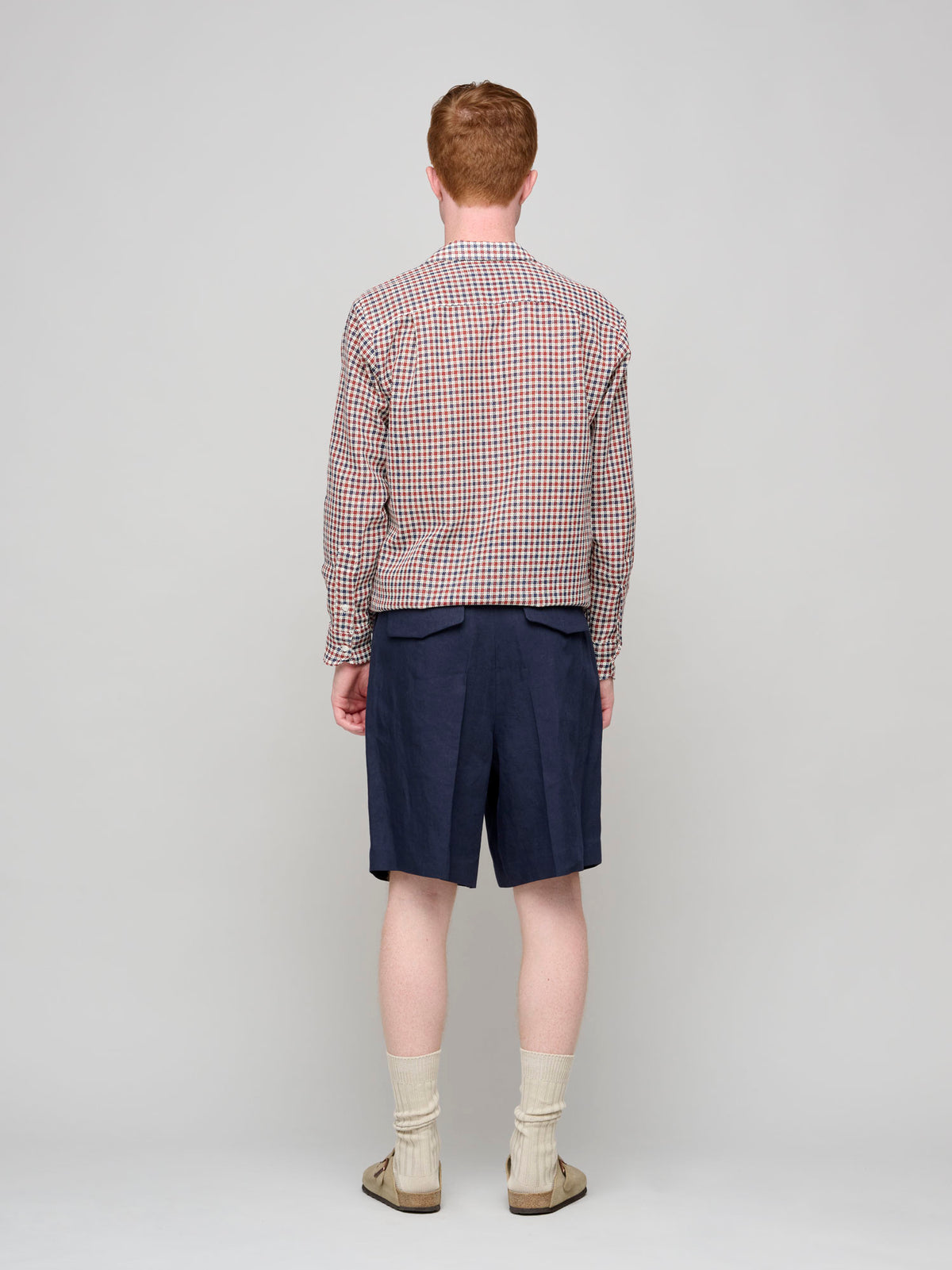 Two Pleat Compact Linen Twill Short, Navy