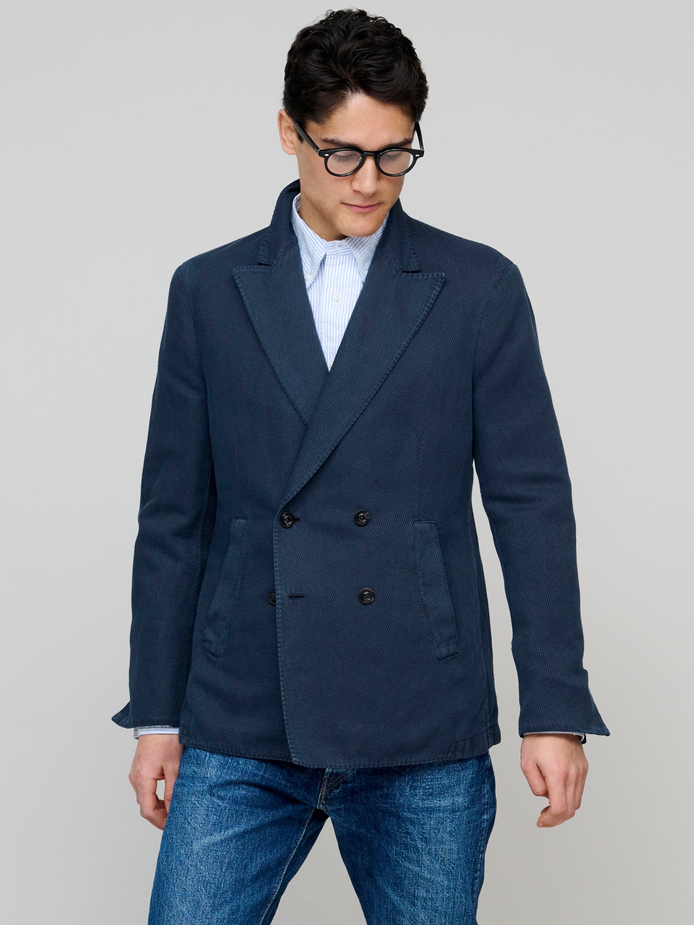 DB Jacket Cotton Hemp Cashmere Blend, Navy