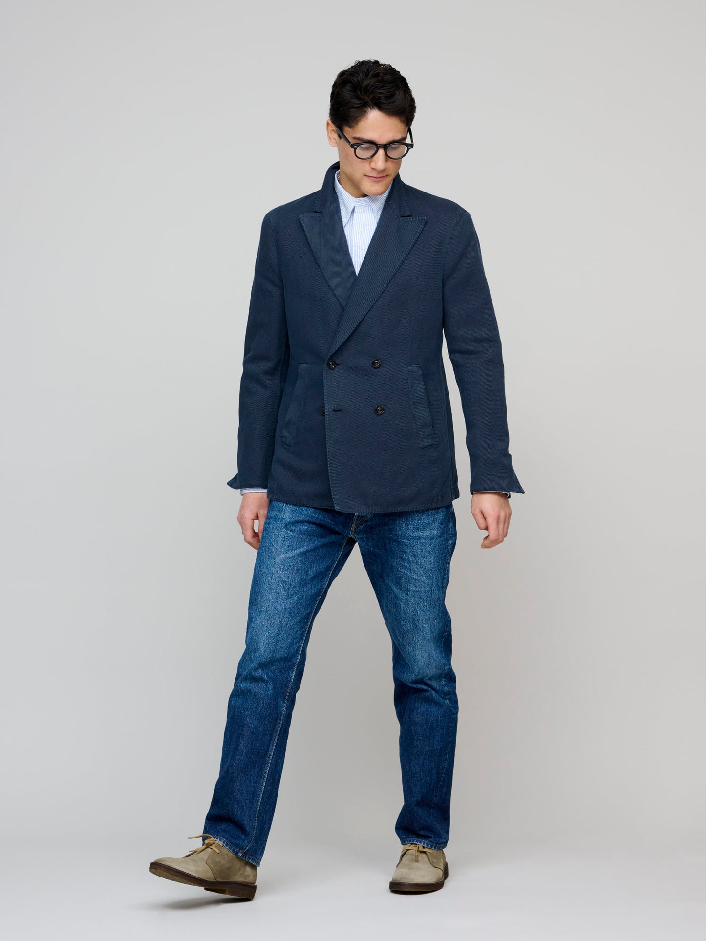 DB Jacket Cotton Hemp Cashmere Blend, Navy