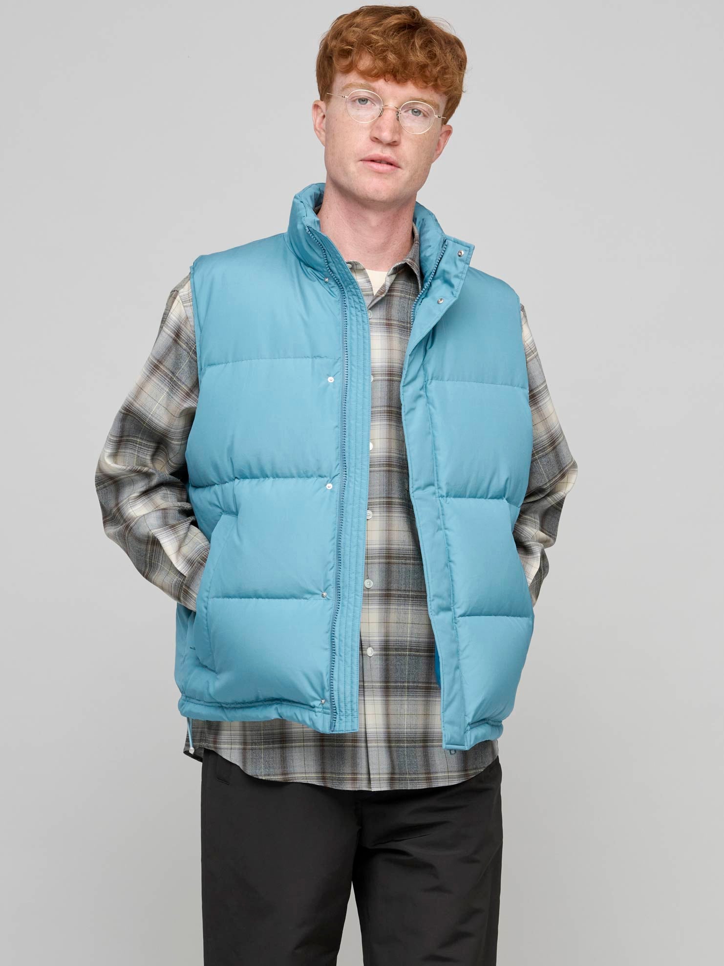 Suvin High Count Cloth Down Vest, Cerulean Blue