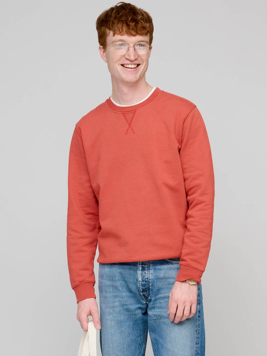 Cotton Loopback Crew Sweat, Dusty Red