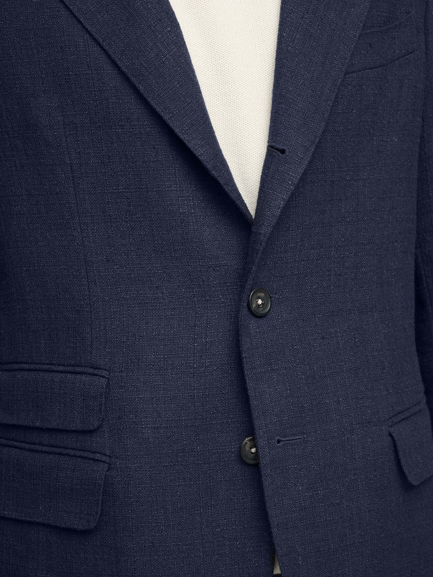 Catch2 Linen Cotton Silk Single-Breasted Jacket, Blu