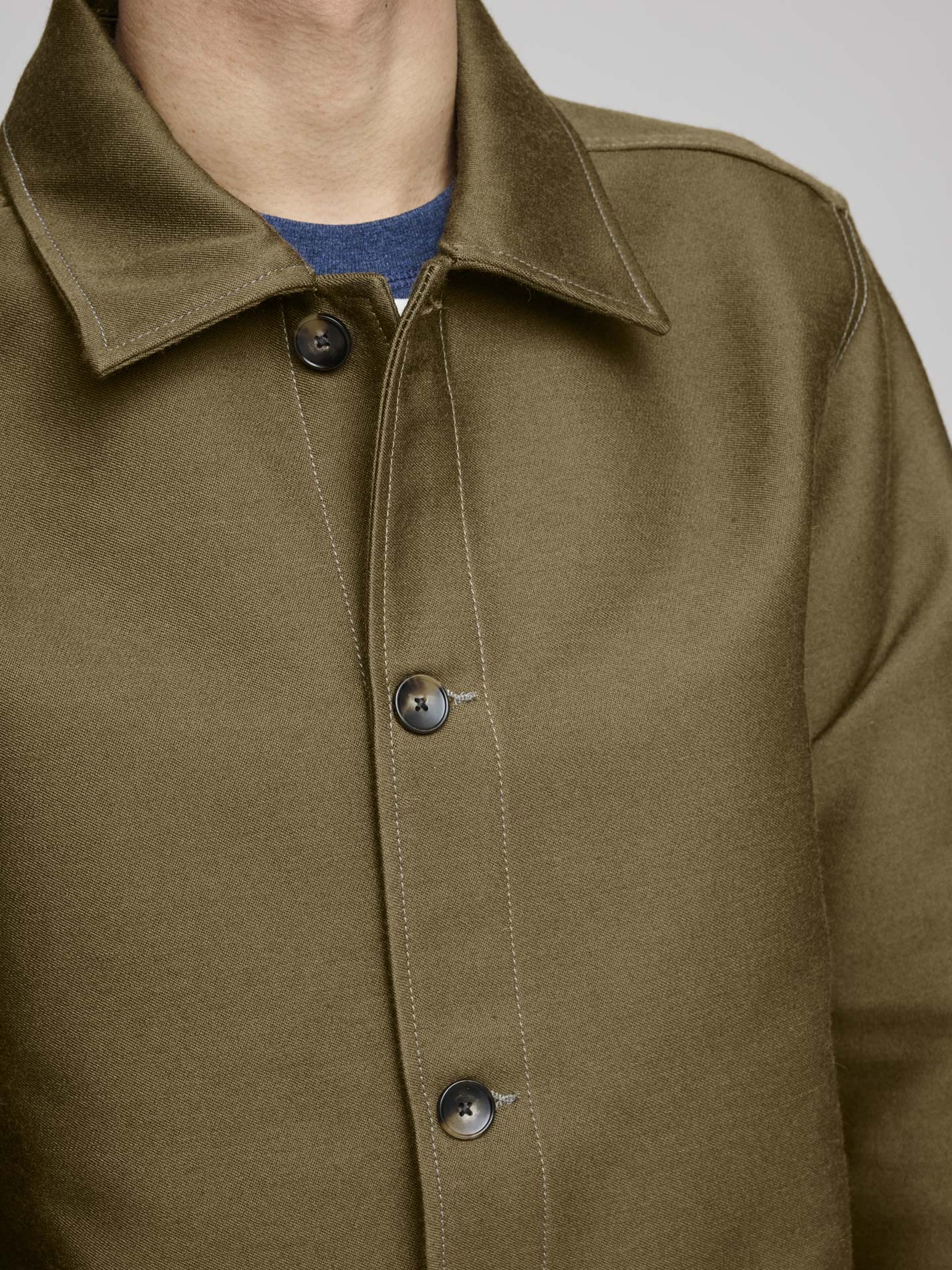 Heavy Shirt Jacket Wool Cotton Silk, Green