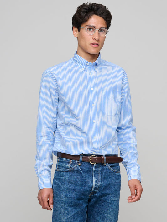 American BD Shirt, Light Blue & White Stripe