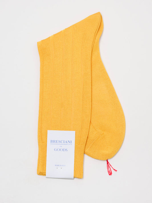 Fine Ribbed Cotton Socks, Yellow