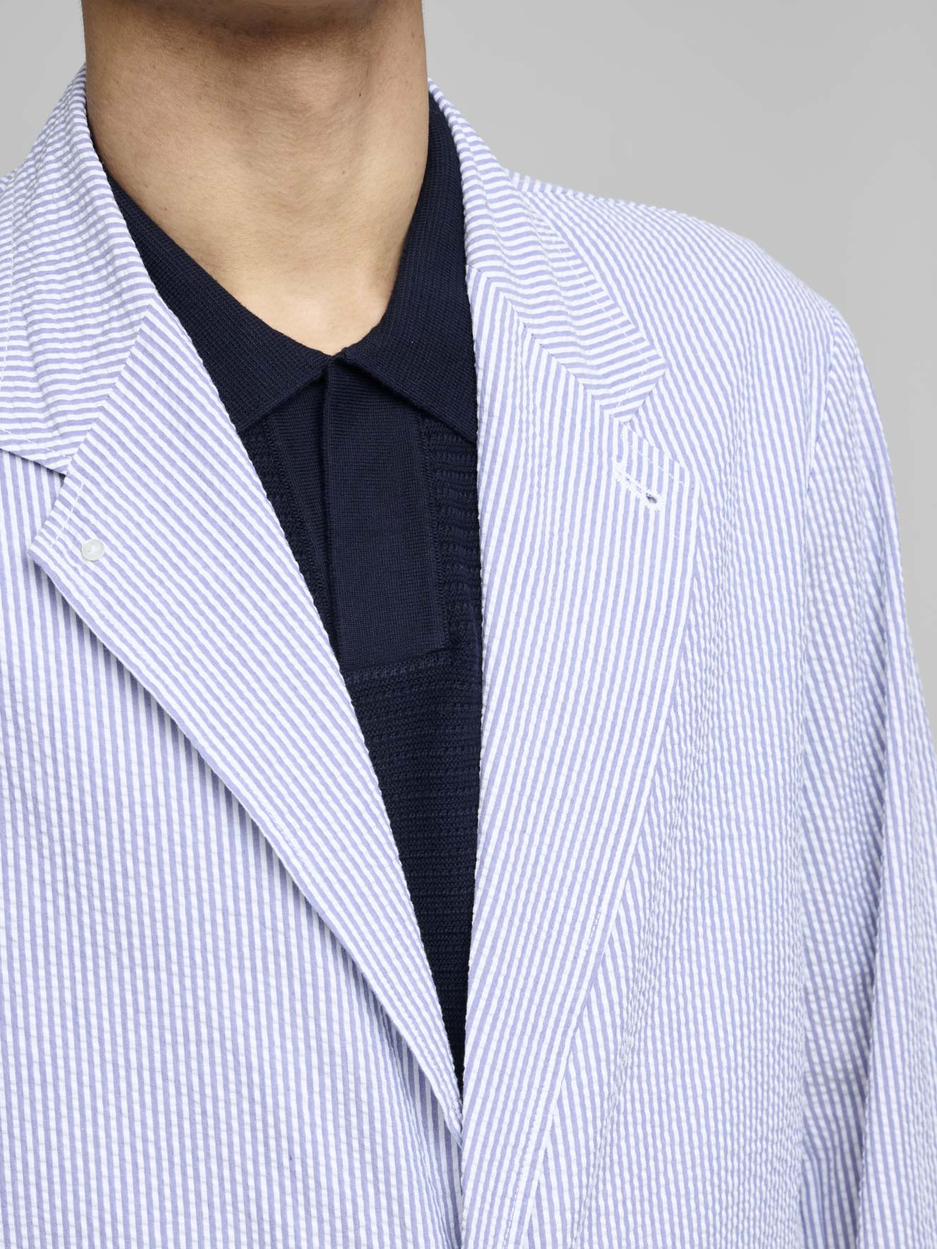 Seersucker Club Jacket, Blue/White Stripe