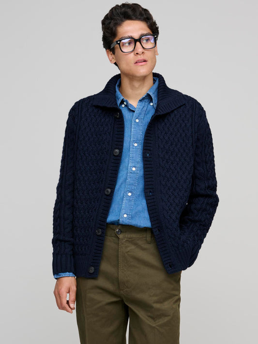 Cable Knit Jacket, Navy