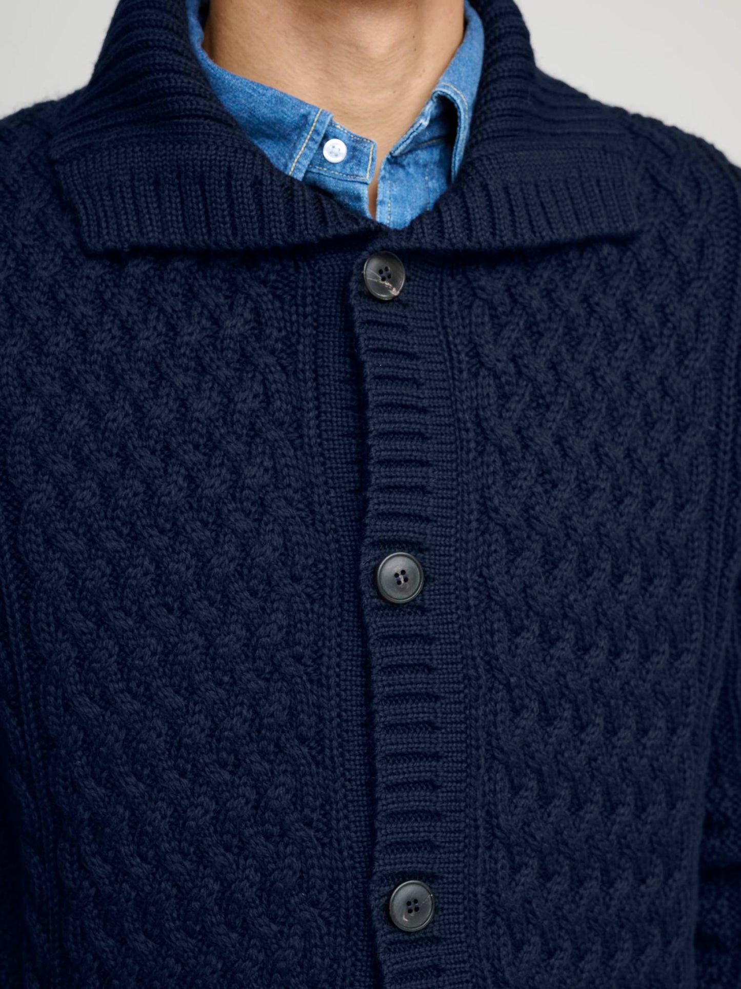 Cable Knit Jacket, Navy